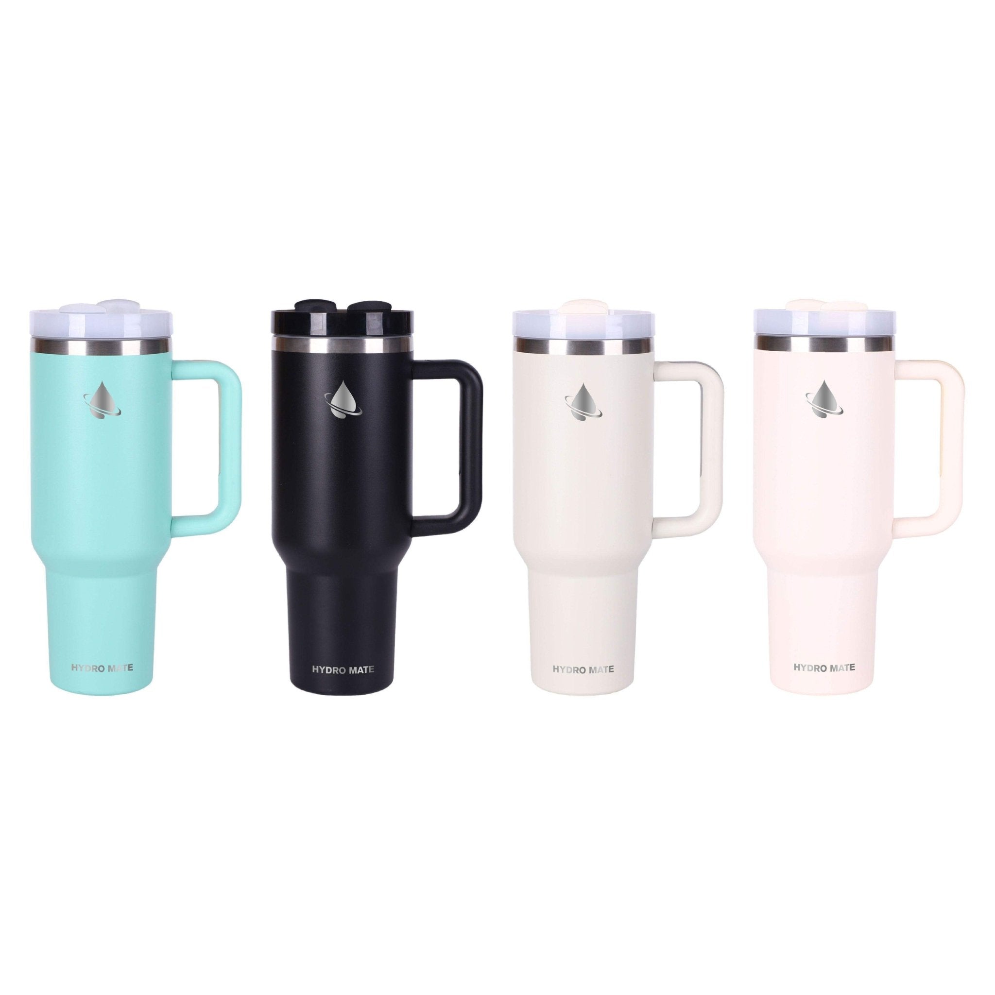 Hydro Mate 1.2L Insulated Tumbler with Handle | 40oz Travel Mug + Straw Lid - Aqua -