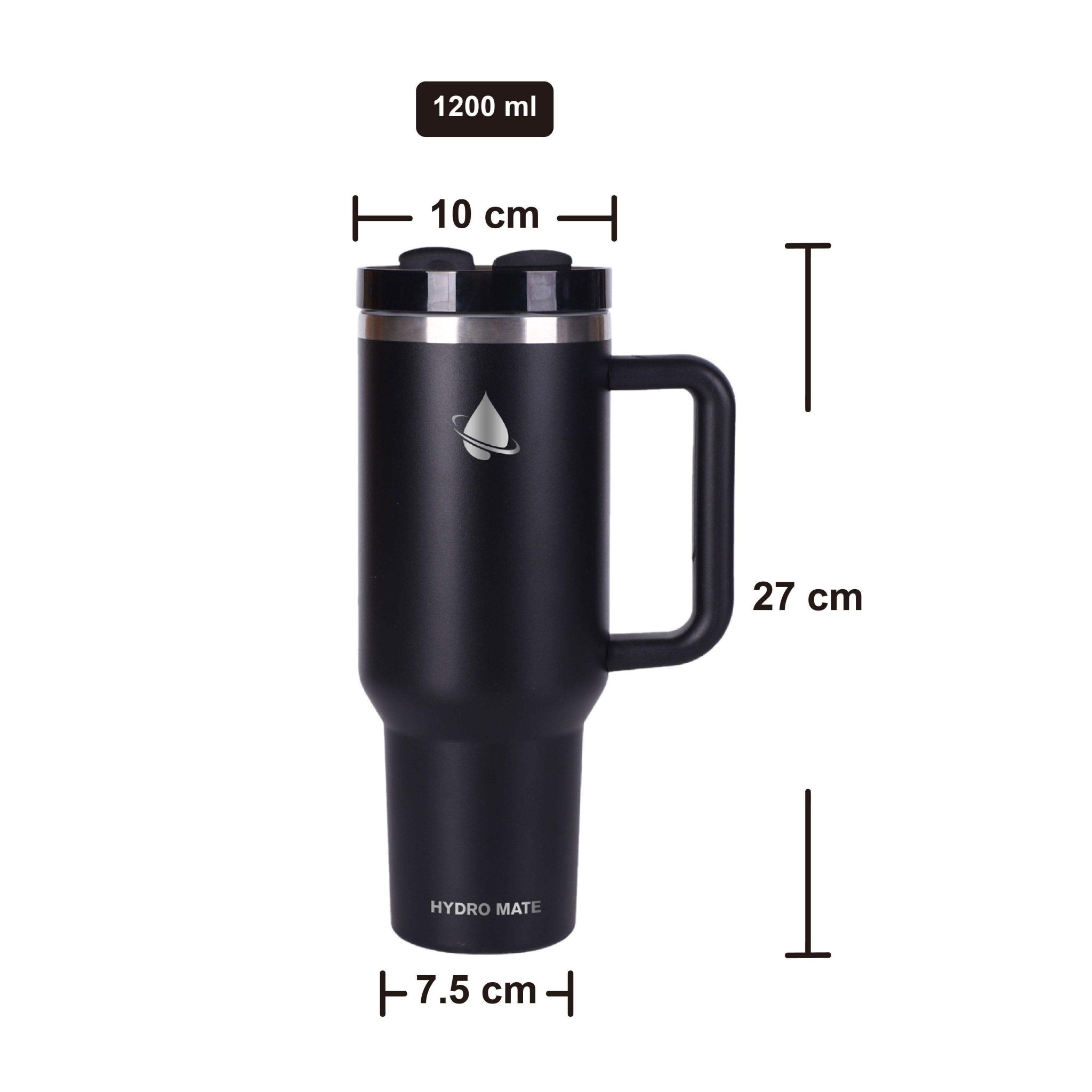 Hydro Mate 1.2L Insulated Tumbler with Handle | 40oz Travel Mug + Straw Lid - Aqua -