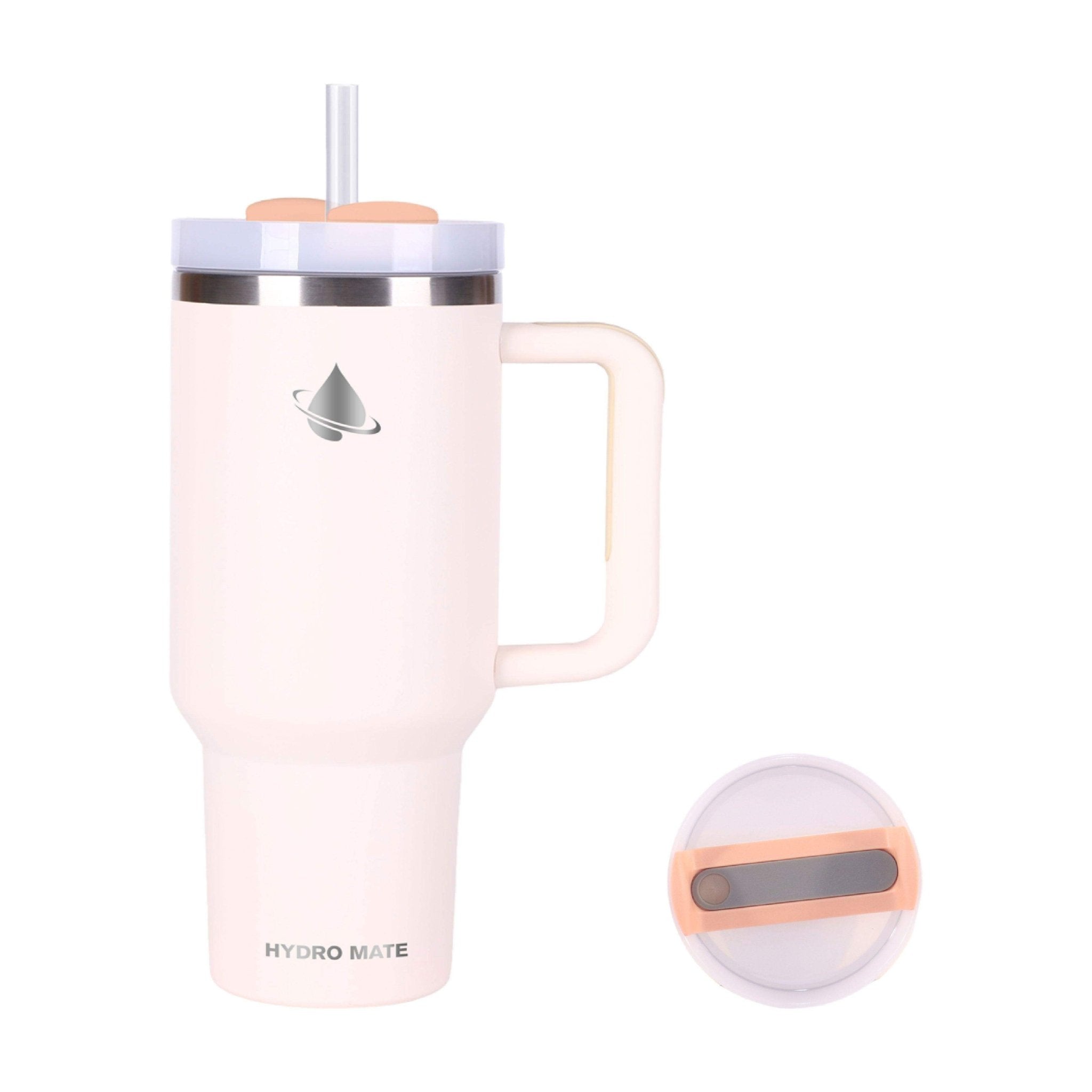 Hydro Mate 1.2L Insulated Tumbler with Handle | 40oz Travel Mug + Straw Lid - Rose Pink -