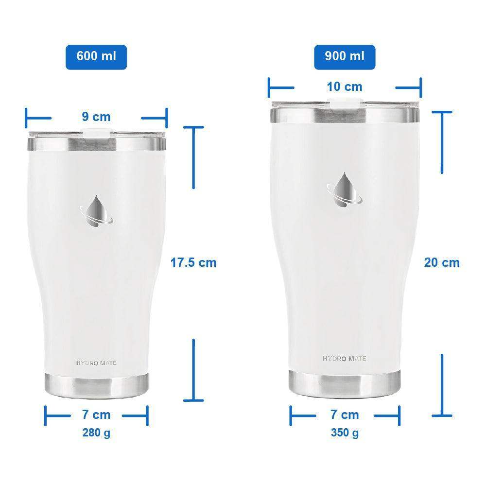 Hydro Mate Insulated Travel Mug White | Stainless Steel Tumbler Cup - 600ml -