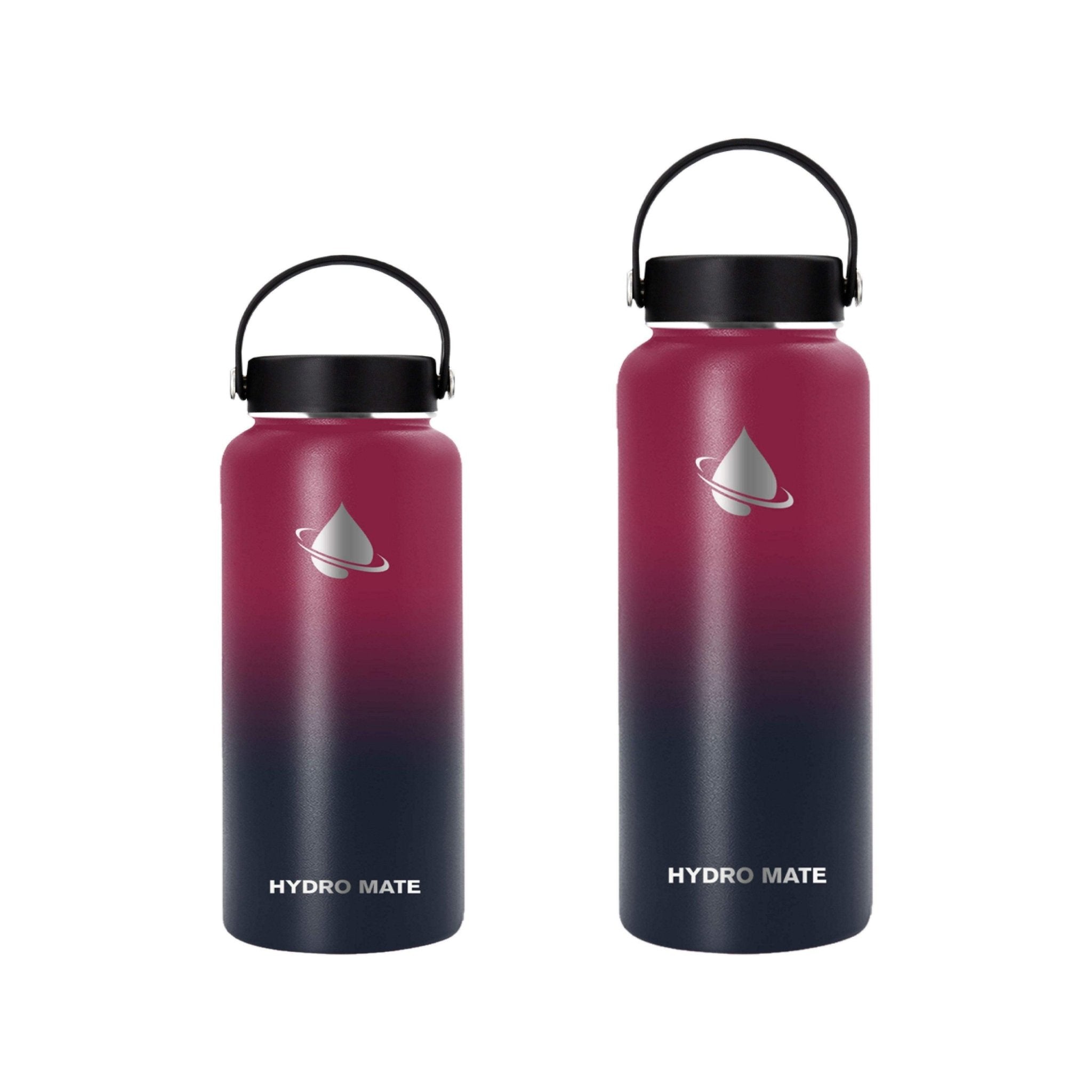Hydro Mate Insulated Water Bottle Dark Rainbow | Stainless Flask + Bonus Lid - 950ml -