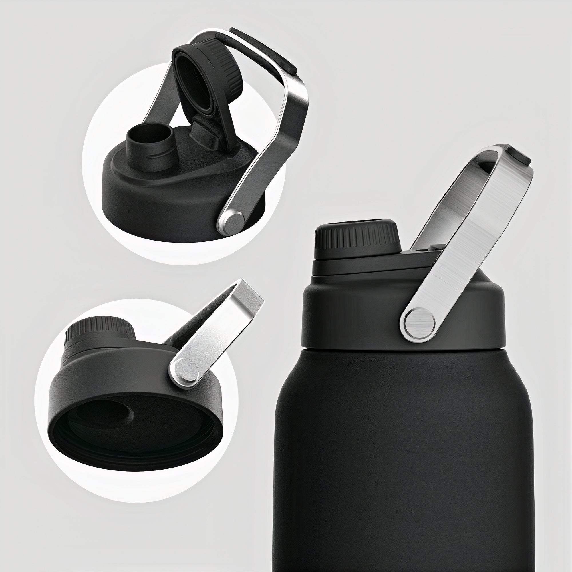 Hydro Mate Insulated Water Jug Black | Extra Large Outdoor Camping Flask - 1800ml -