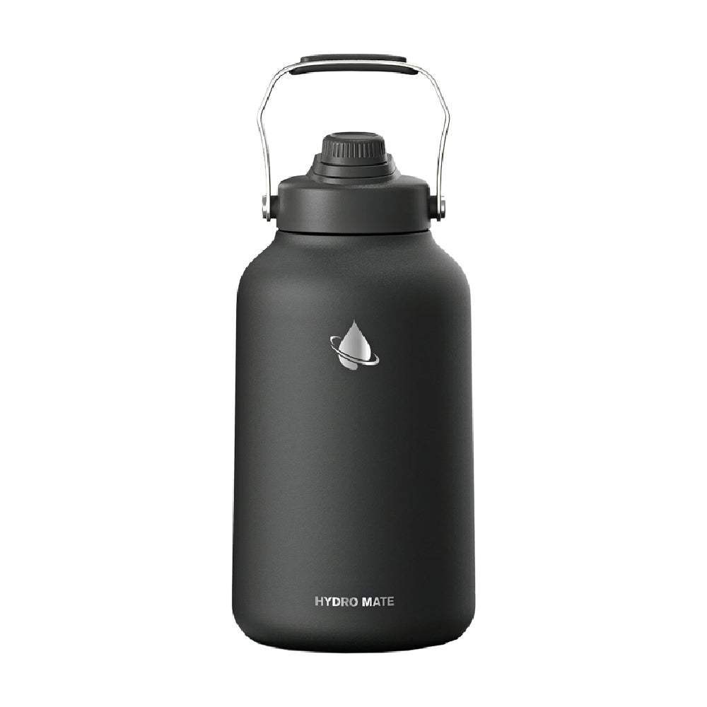 Hydro Mate Insulated Water Jug Black | Extra Large Outdoor Camping Flask | Stainless Steel Water Bottles | Brilliant Home Living