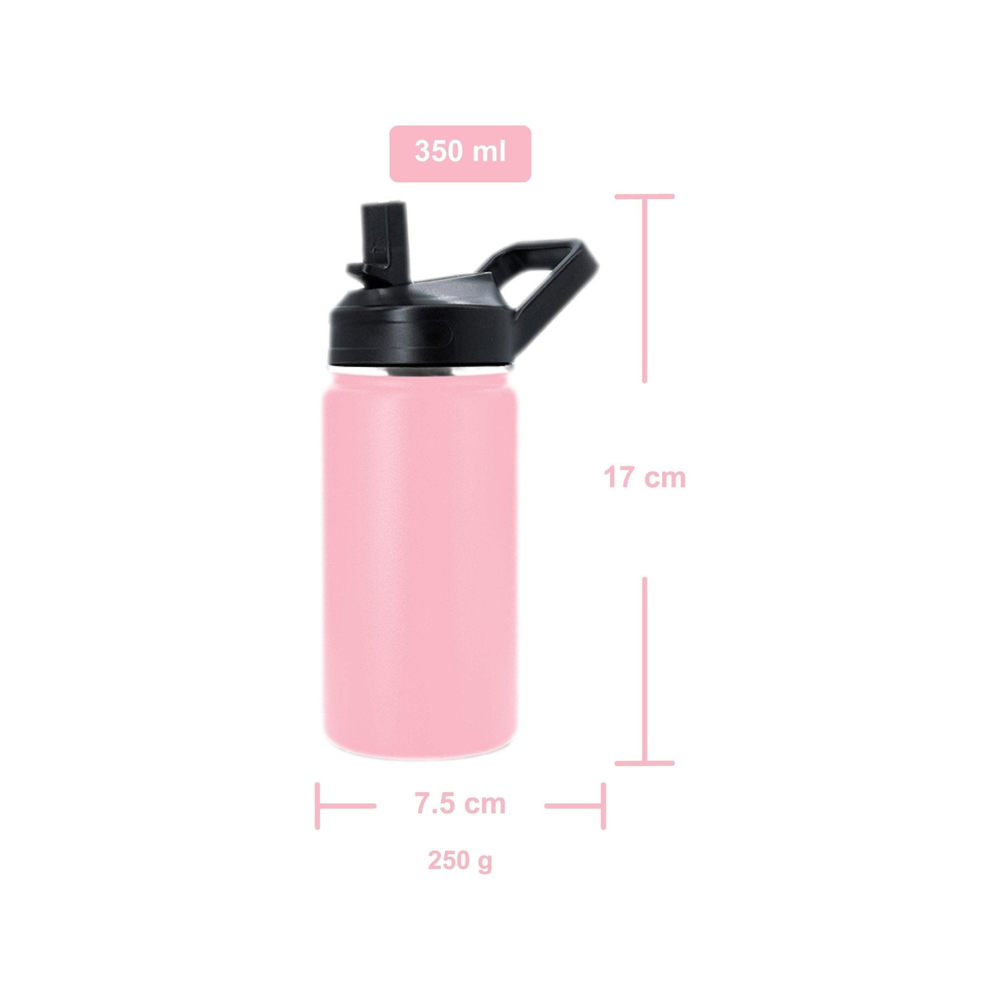 Hydro Mate Kids Insulated Water Bottle 350ml | Stainless Steel + Straw Lid - Blue -
