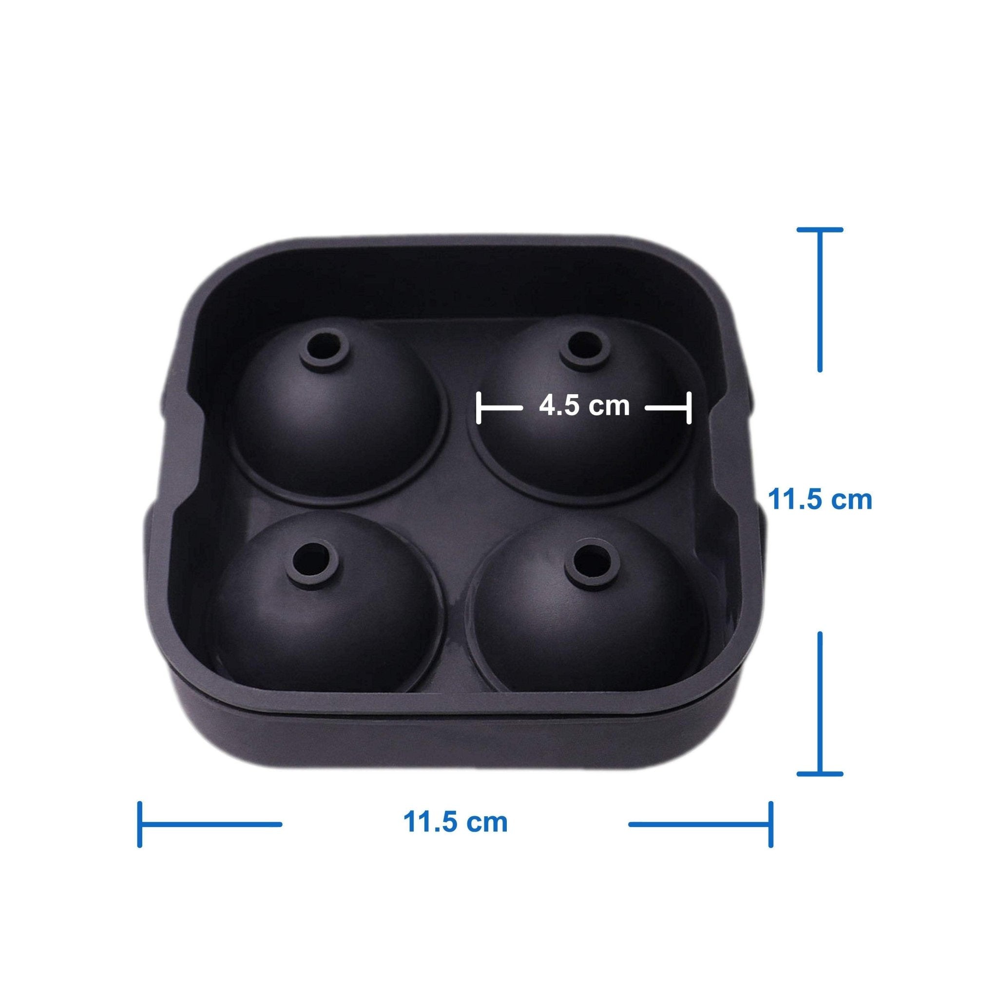 Hydro Mate Whiskey Ice Ball Maker | Large Silicone Sphere Mould - 4 Grids -