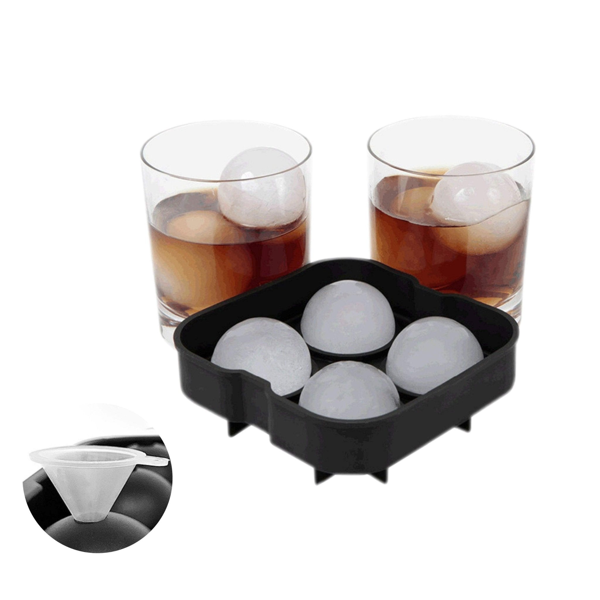 Hydro Mate Whiskey Ice Ball Maker | Large Silicone Sphere Mould - 4 Grids -