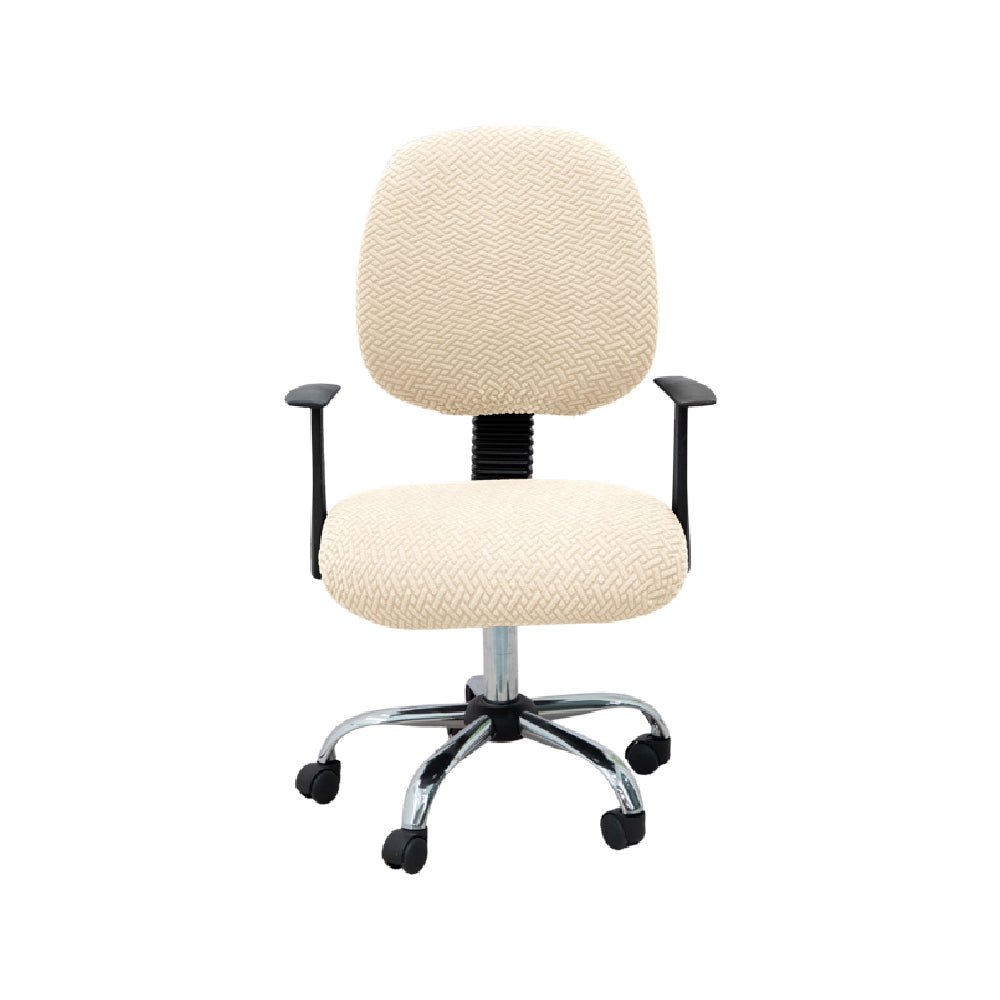 Hyper Cover 2-Piece Jacquard Office Chair Cover | Stretch Computer & Desk Seat Set - Cream -
