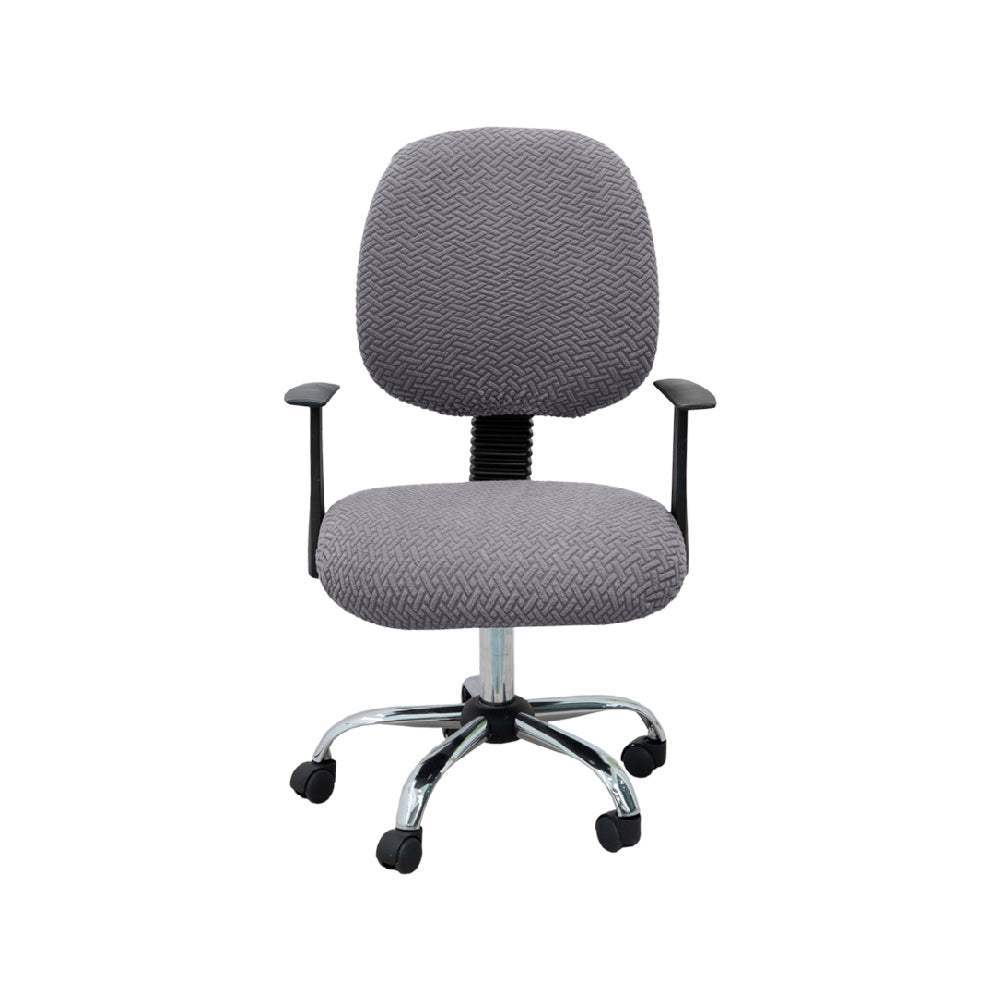 Hyper Cover 2-Piece Jacquard Office Chair Cover | Stretch Computer & Desk Seat Set - Grey -