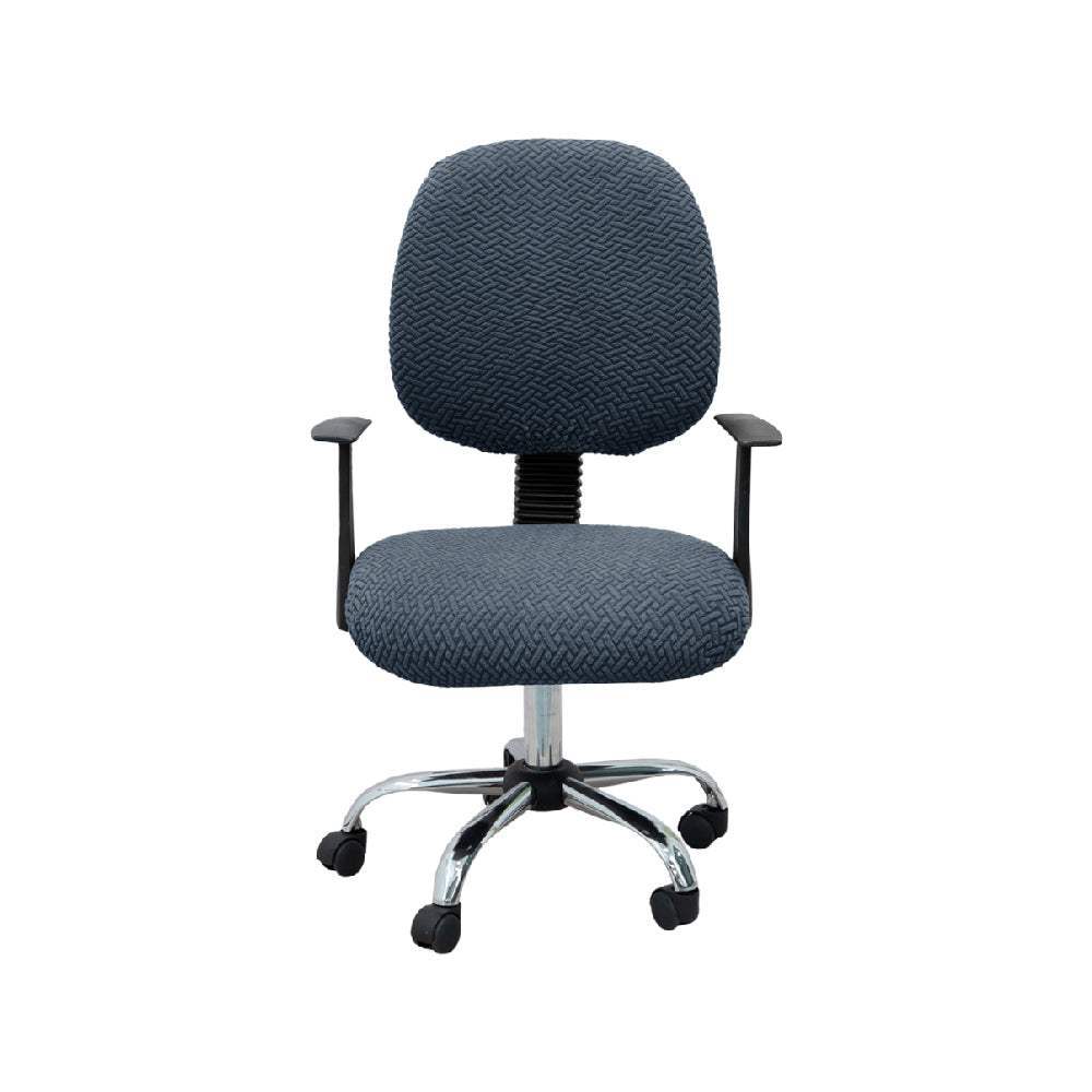 Hyper Cover 2-Piece Jacquard Office Chair Cover | Stretch Computer & Desk Seat Set - Slate -