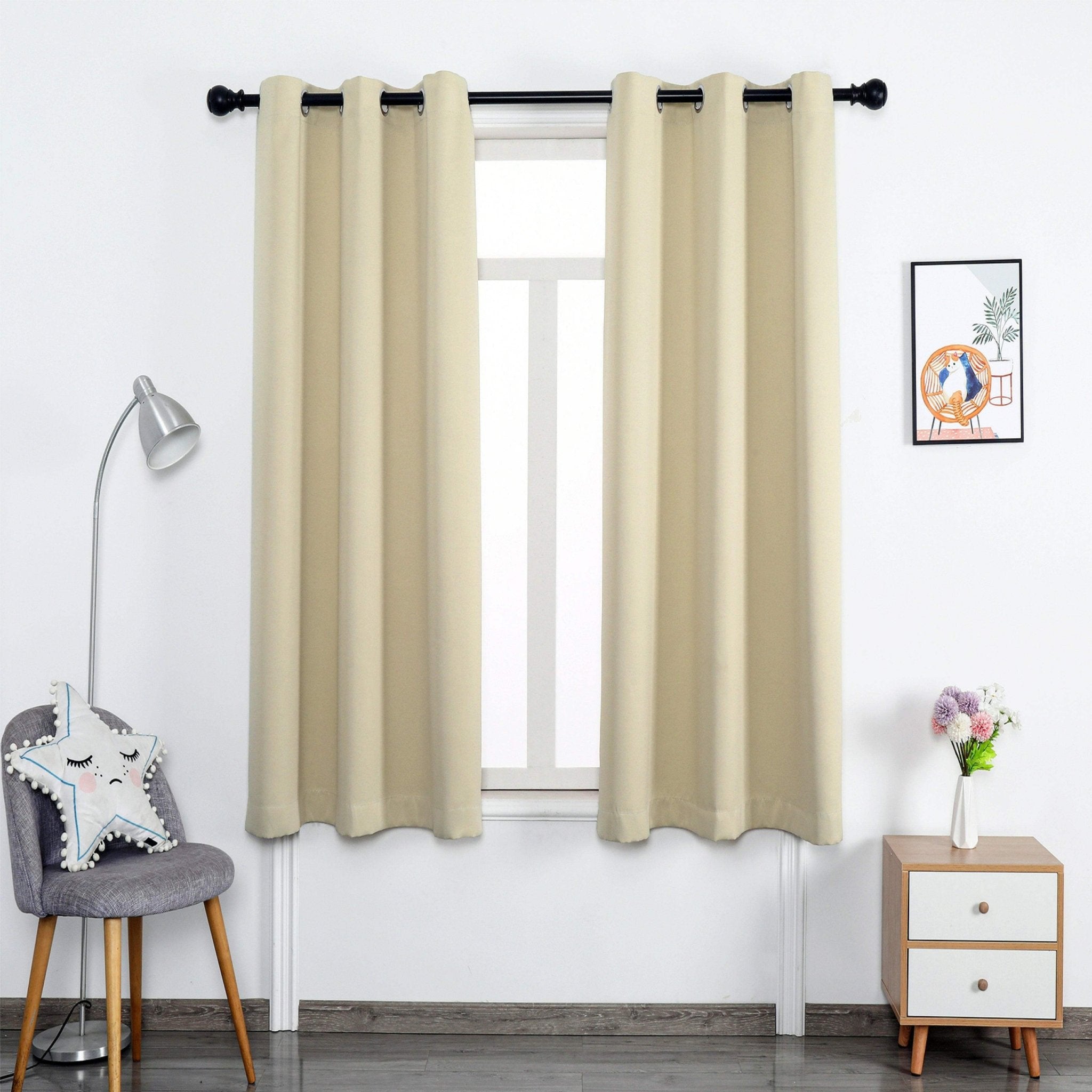 Hyper Cover 3-Layer Blockout Eyelet Curtains Beige | Thermal Blackout - 132x137 cm -
