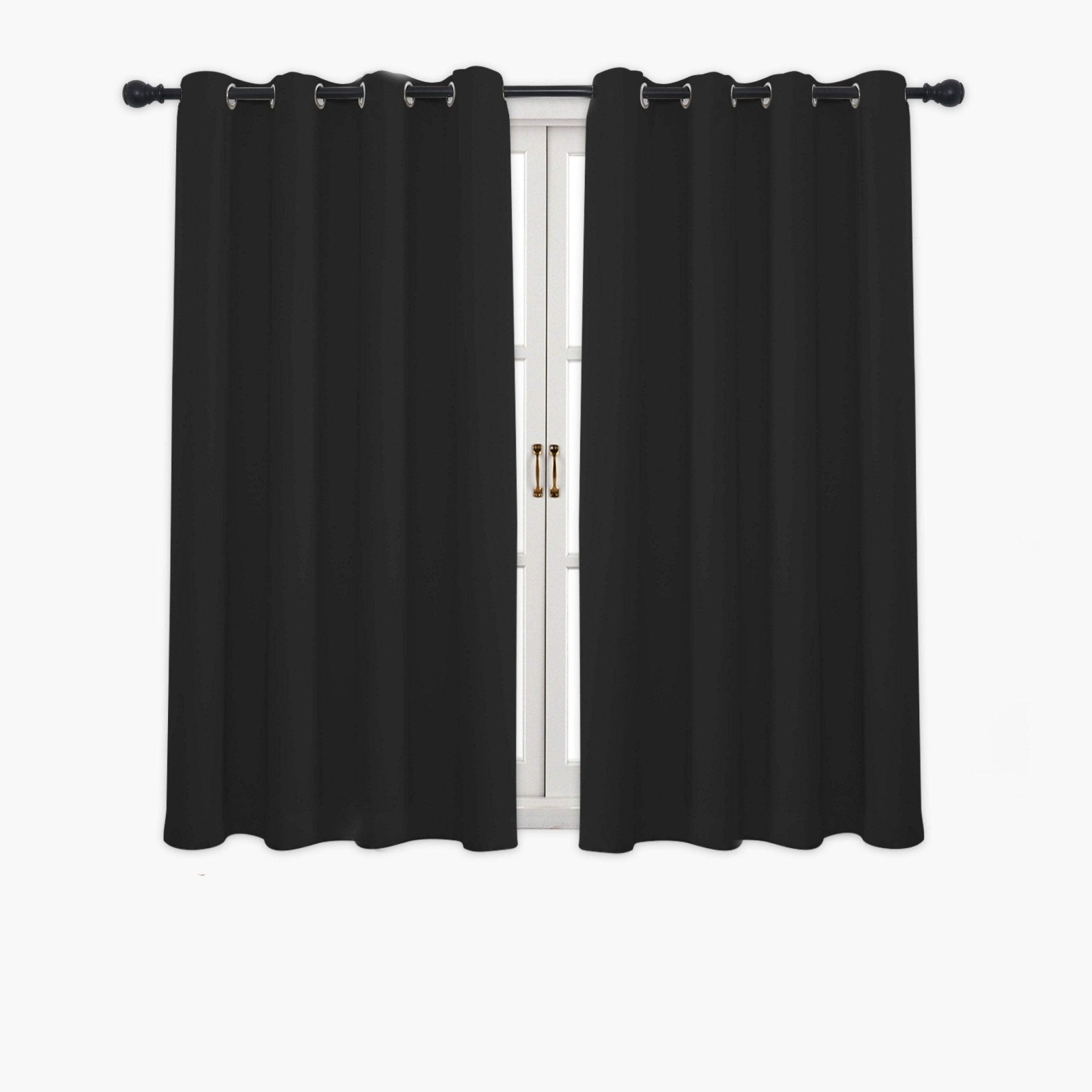 Hyper Cover 3-Layer Blockout Eyelet Curtains Black | Thermal Home Theatre Drapes - 132x137 cm -