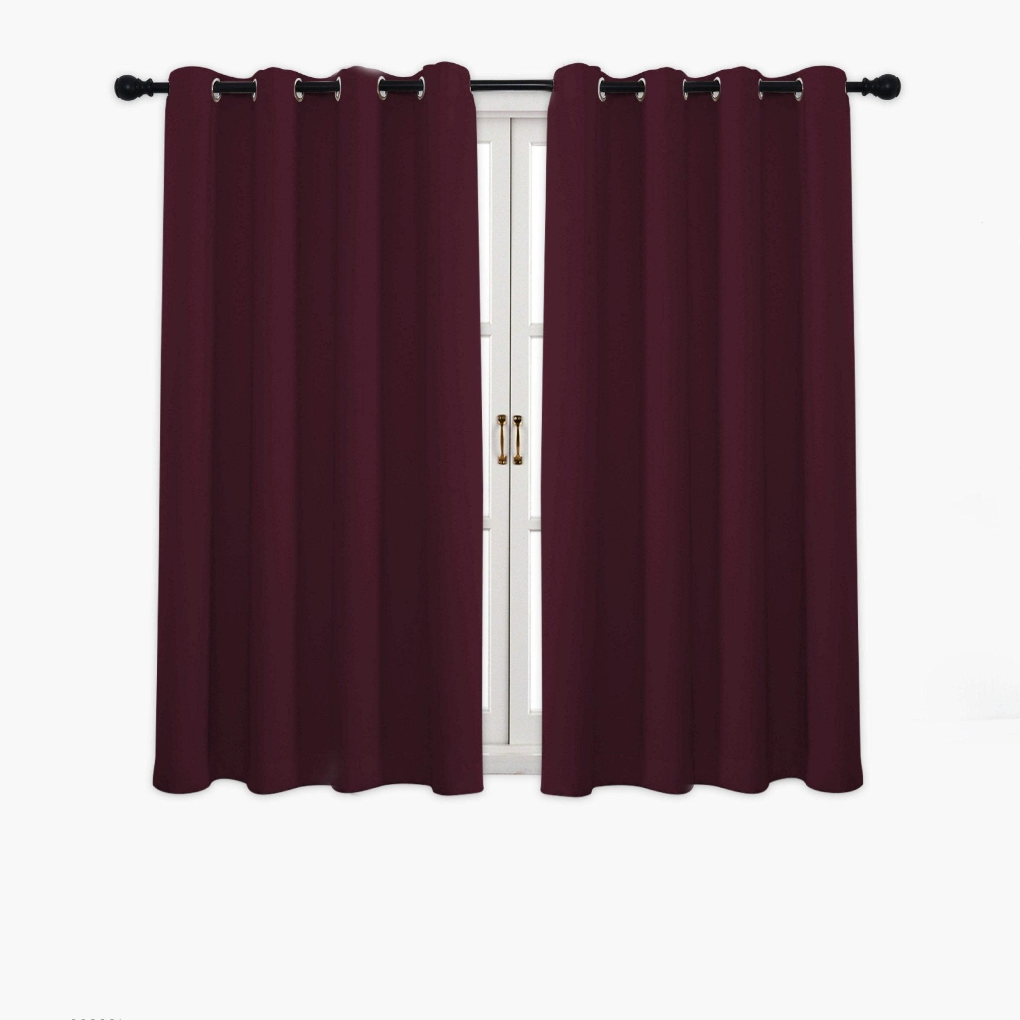 Hyper Cover 3-Layer Blockout Eyelet Curtains Burgundy | Thermal Wine Red Drapes - 132x137 cm -