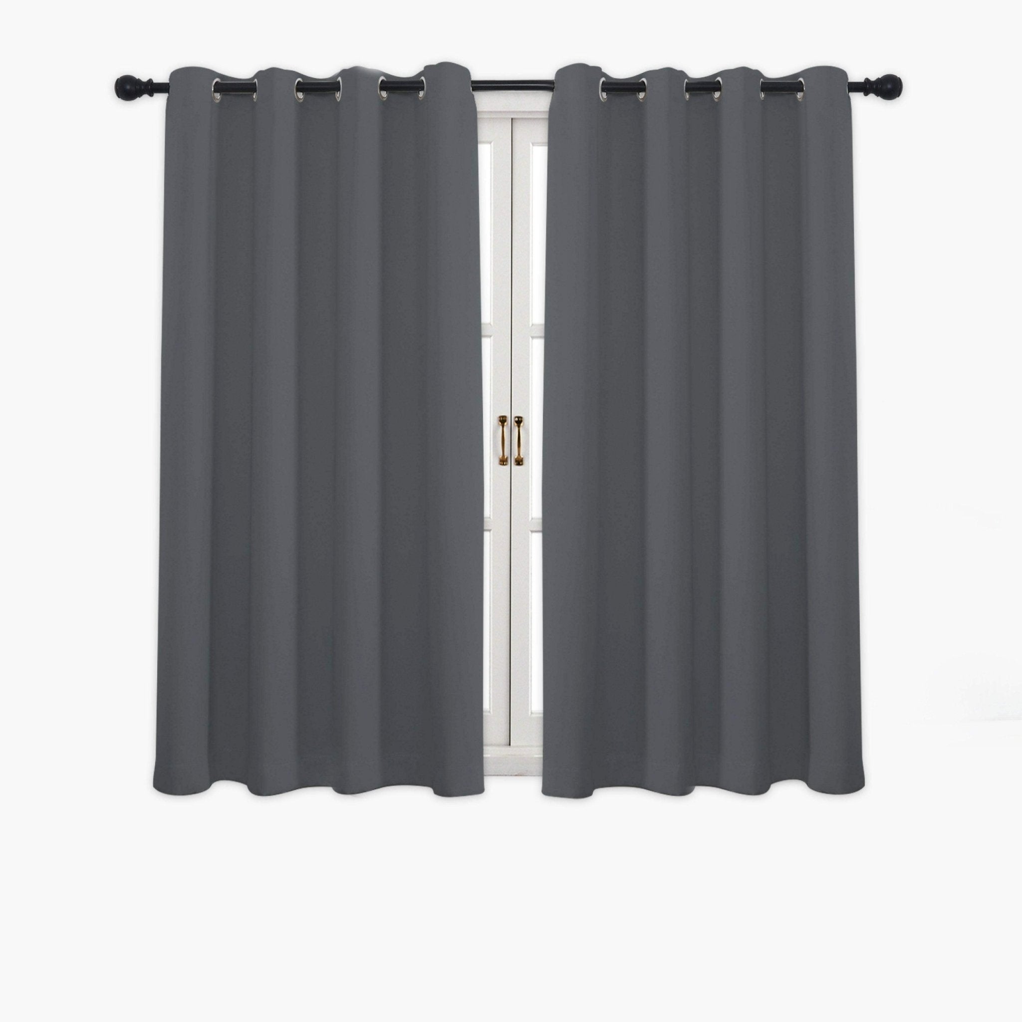 Hyper Cover 3-Layer Blockout Eyelet Curtains Iron Grey | Thermal Charcoal Drapes - 132x137 cm -