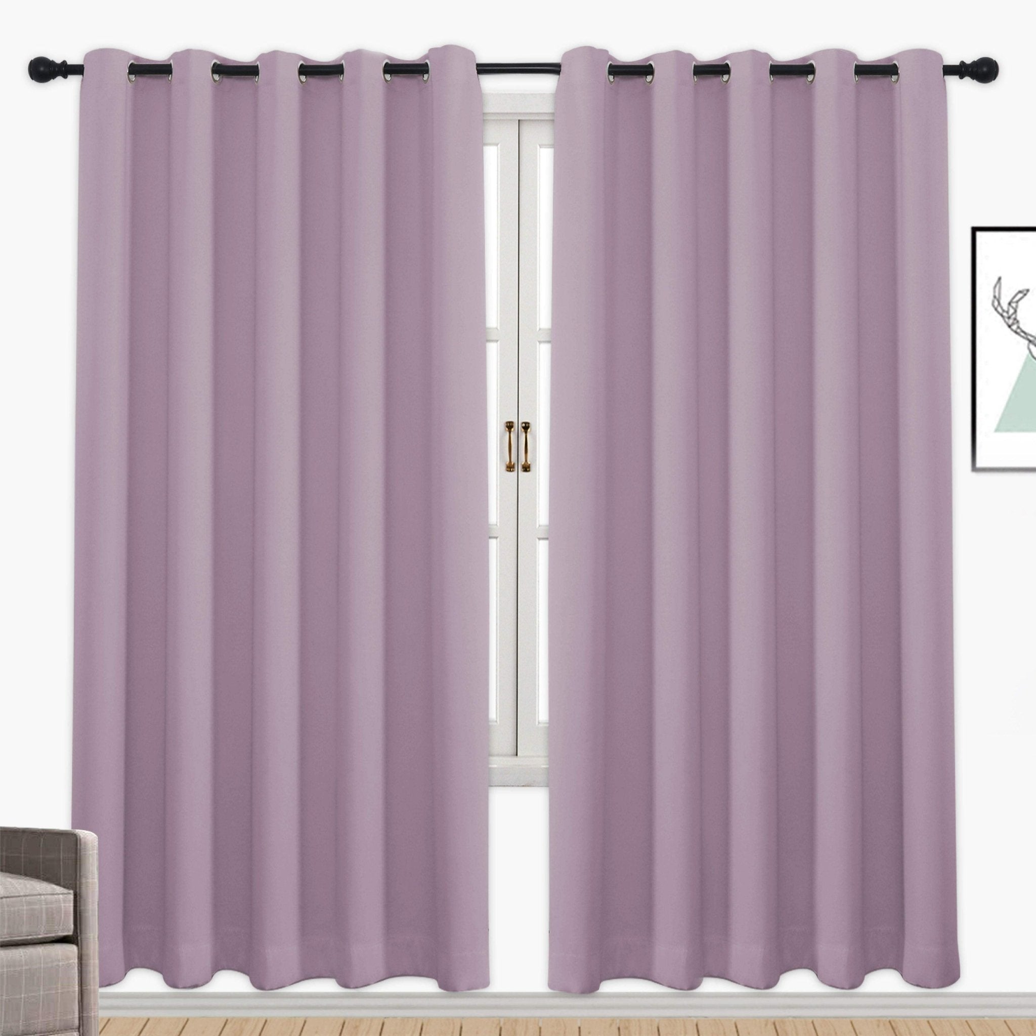 Hyper Cover 3-Layer Blockout Eyelet Curtains Mauve | Thermal Purple Pink Drapes - 132x137 cm -