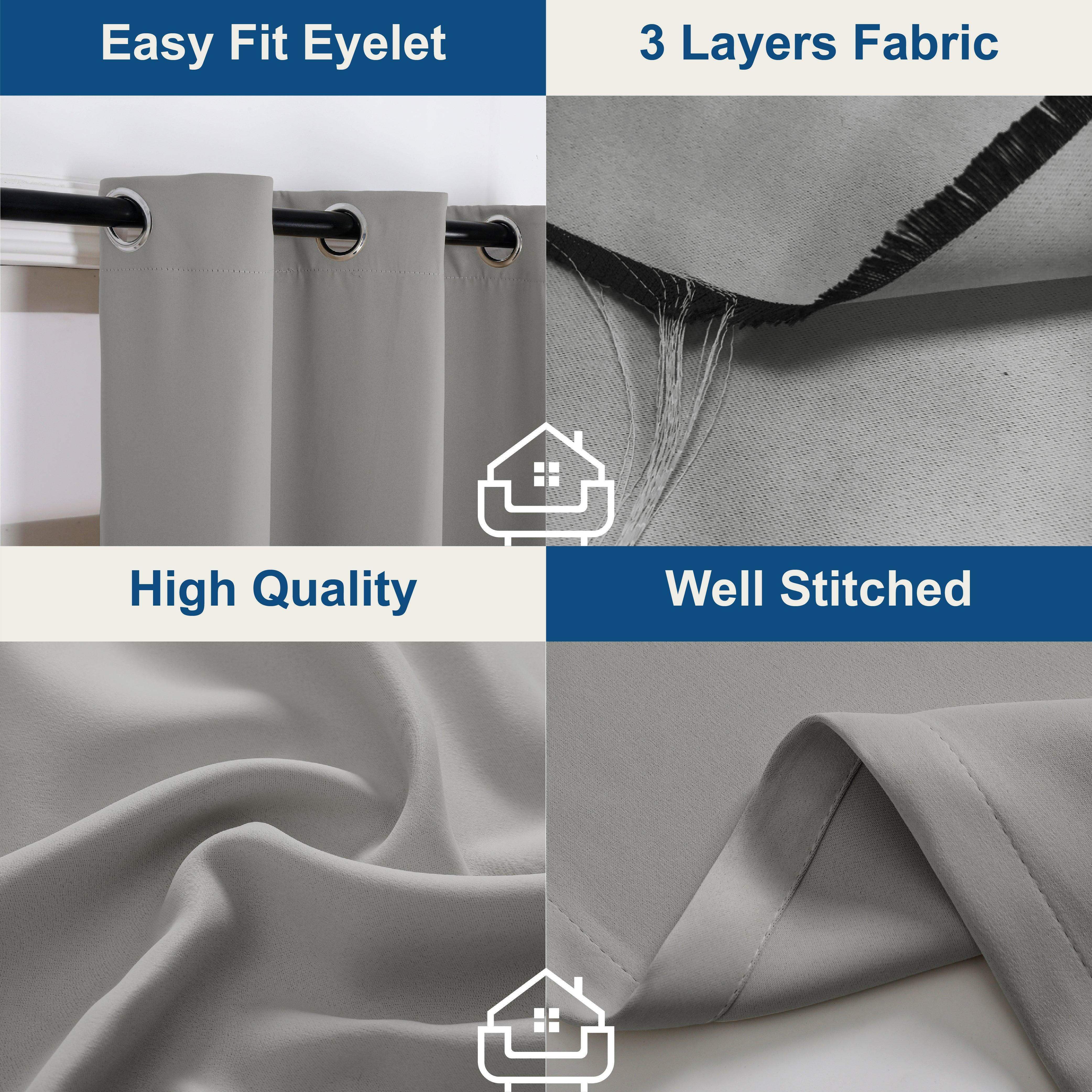 Hyper Cover 3-Layer Blockout Eyelet Curtains Silver Light Grey | Thermal Drapes | Window Curtains | Brilliant Home Living