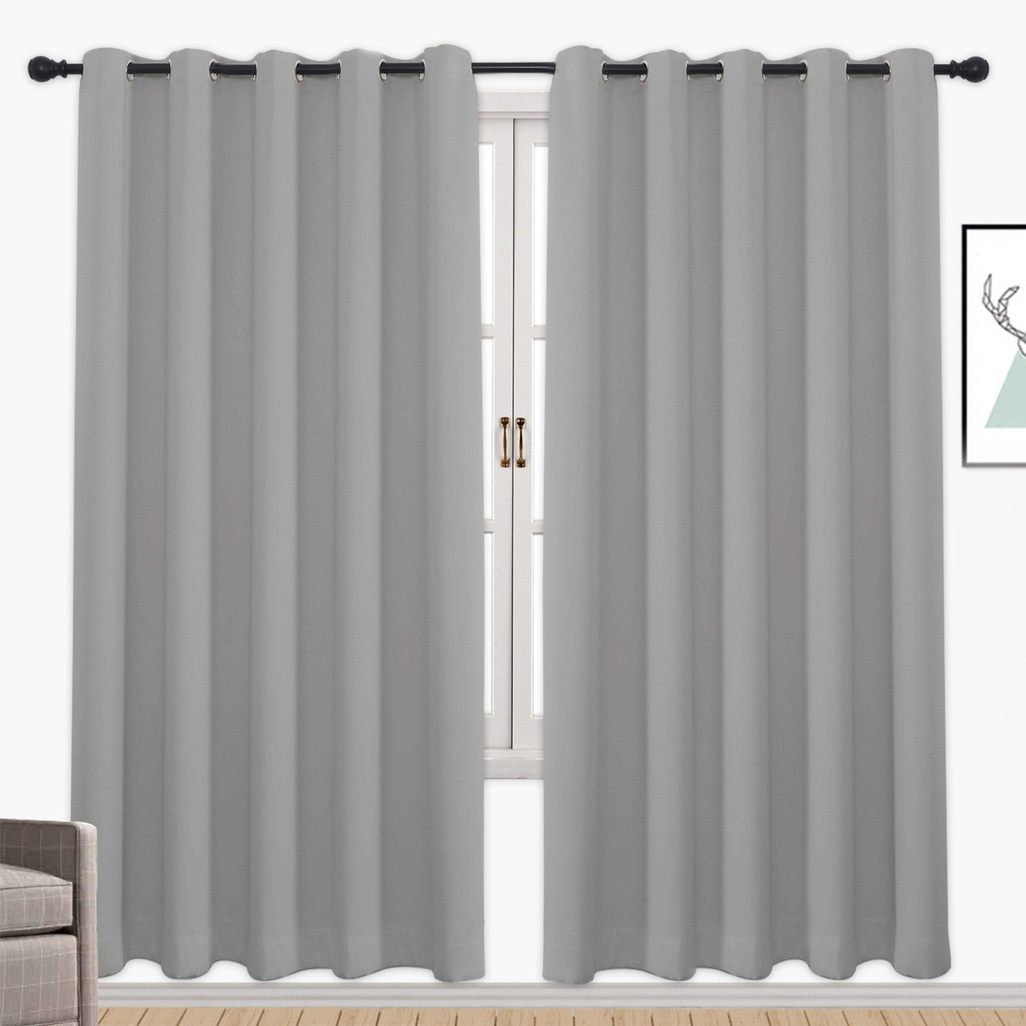 Hyper Cover 3-Layer Blockout Eyelet Curtains Silver Light Grey | Thermal Drapes - 132x137 cm -