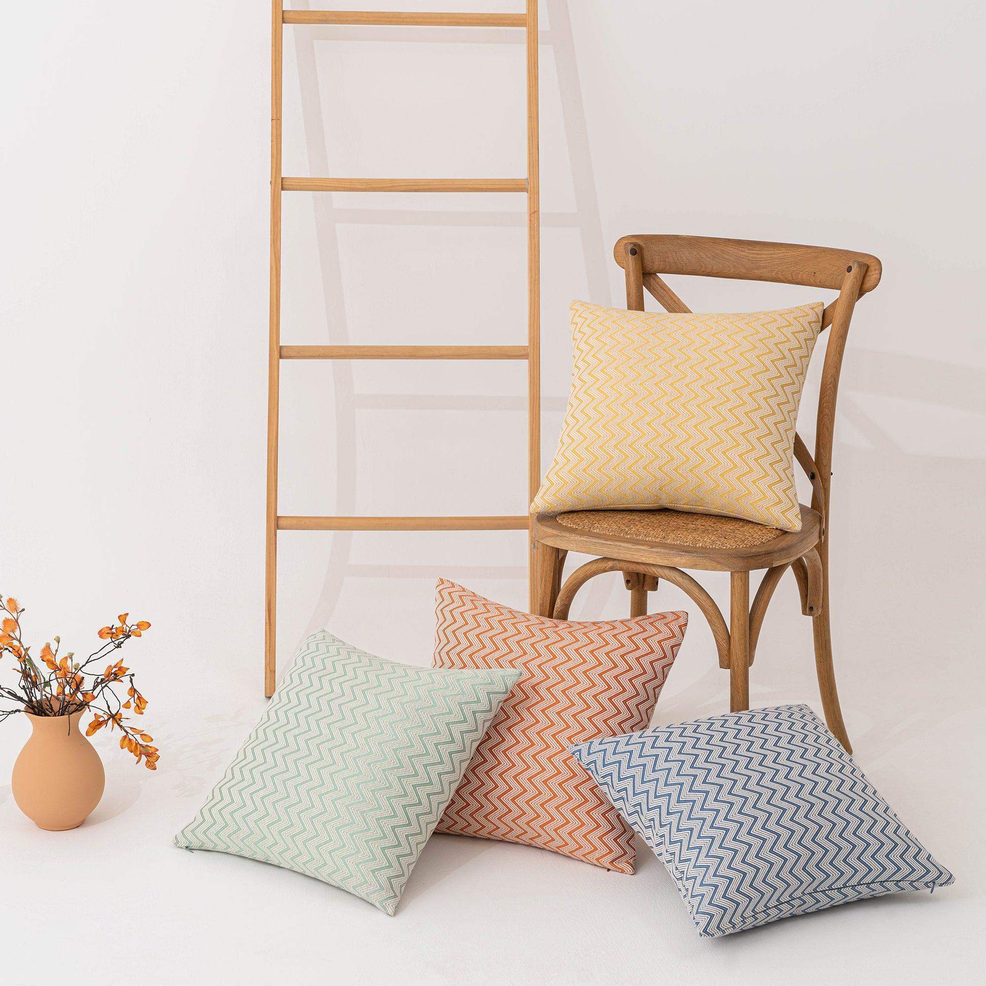 Hyper Cover Chevron Jacquard Cushion Cover | Geometric Zigzag Pillow Case - Amber - 30x50 cm