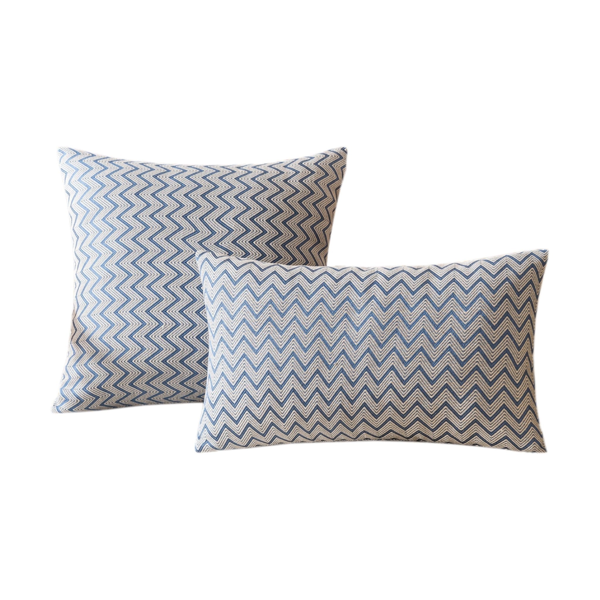 Hyper Cover Chevron Jacquard Cushion Cover | Geometric Zigzag Pillow Case - Azure - 30x50 cm