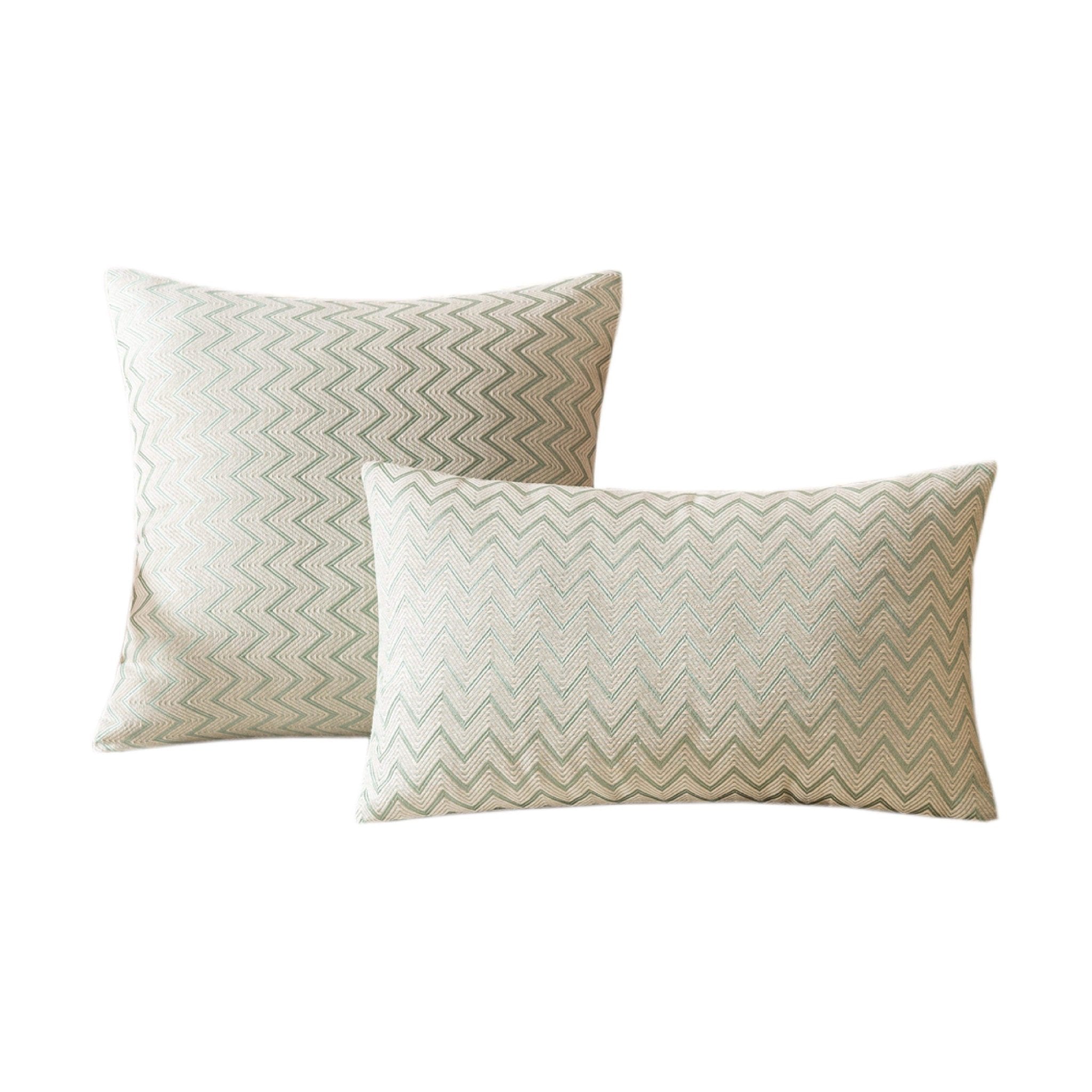 Hyper Cover Chevron Jacquard Cushion Cover | Geometric Zigzag Pillow Case - Emerald - 30x50 cm