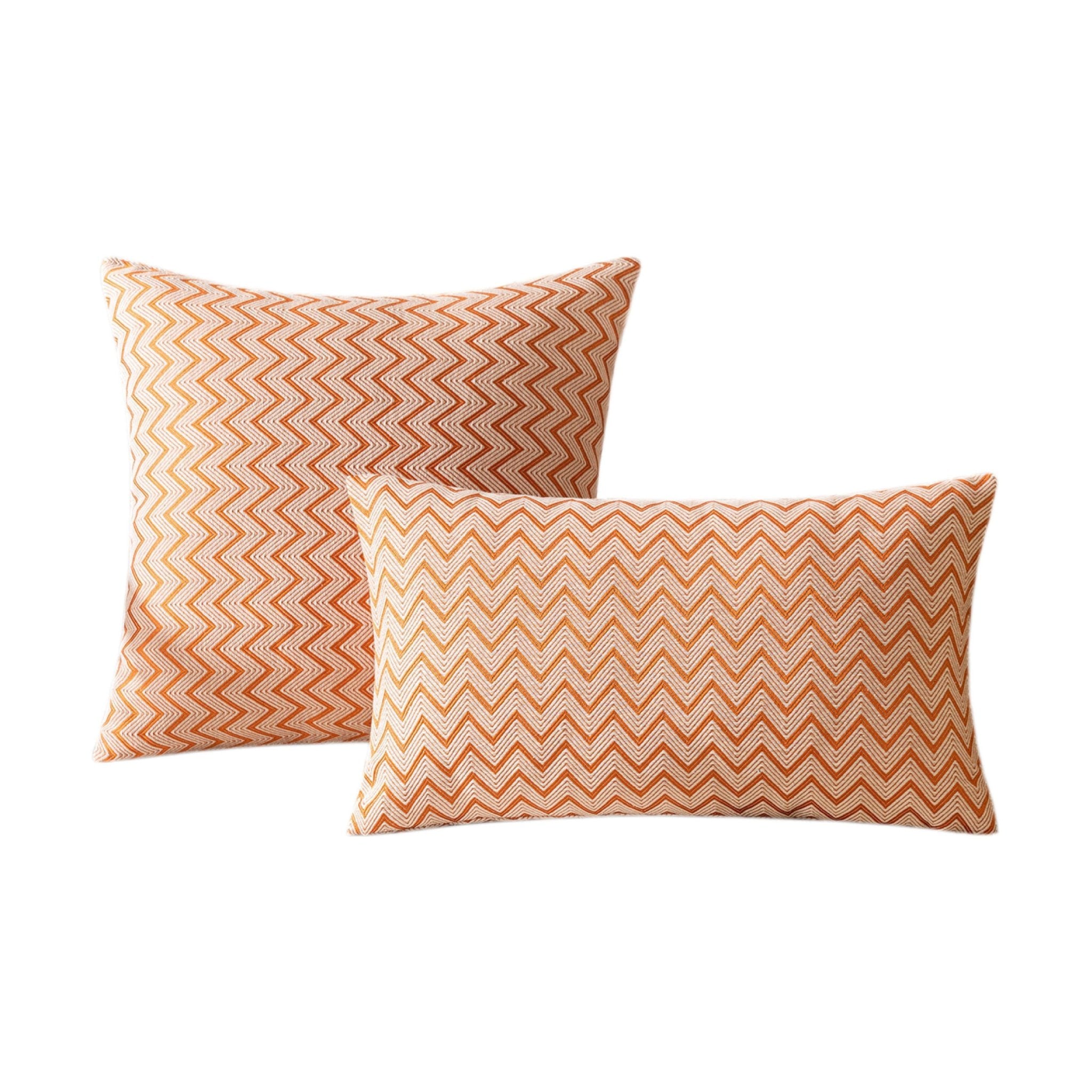 Hyper Cover Chevron Jacquard Cushion Cover | Geometric Zigzag Pillow Case - Orange - 30x50 cm