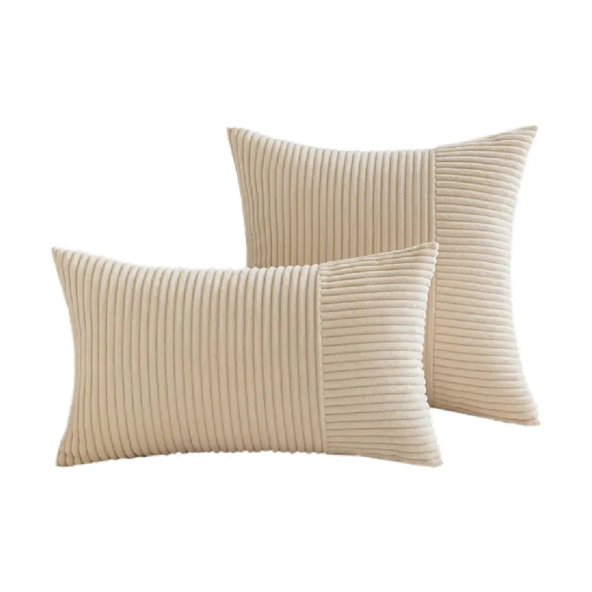 Hyper Cover Corduroy Cushion Cover | Geometric Striped Throw Pillow Case - Beige - 30x50 cm