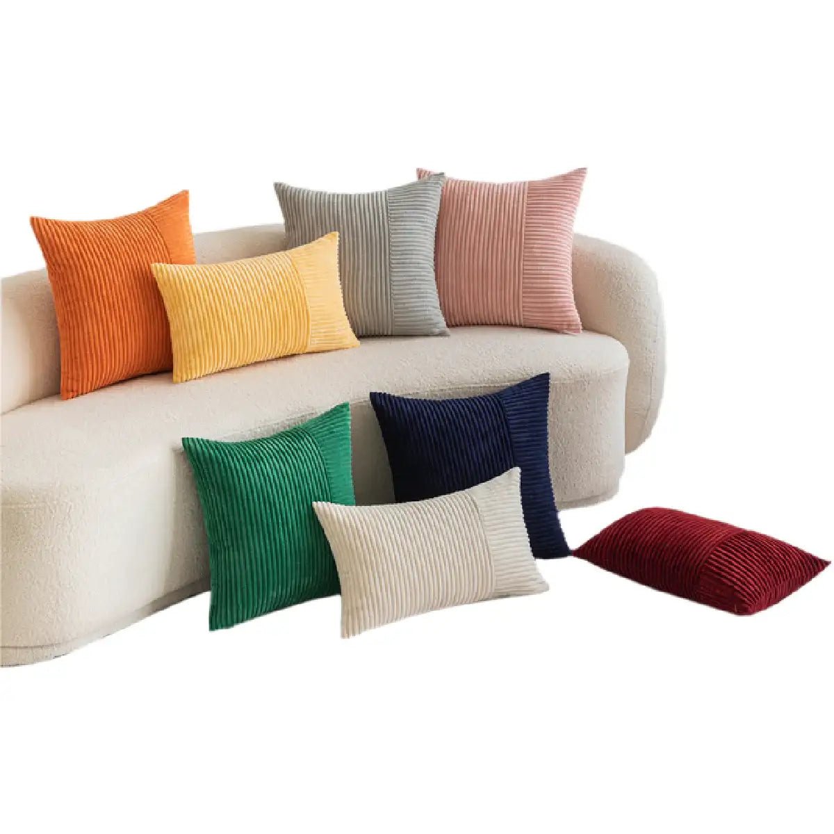 Hyper Cover Corduroy Cushion Cover | Geometric Striped Throw Pillow Case - Beige - 30x50 cm