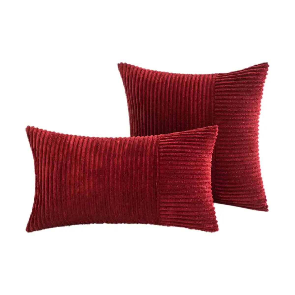 Hyper Cover Corduroy Cushion Cover | Geometric Striped Throw Pillow Case - Burgundy - 30x50 cm