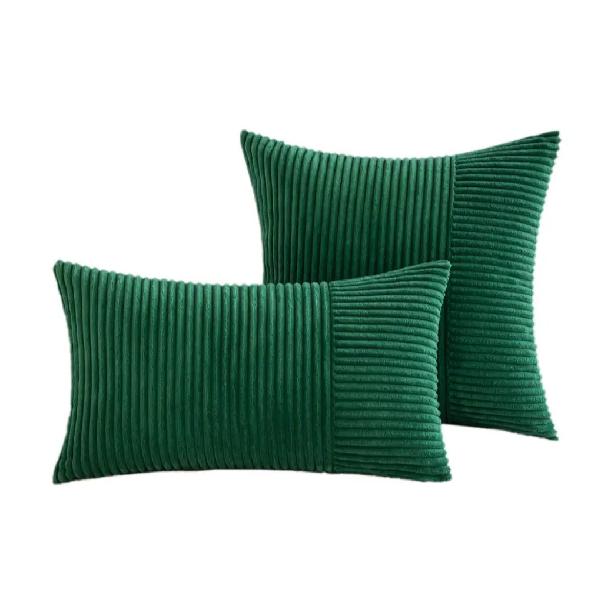 Hyper Cover Corduroy Cushion Cover | Geometric Striped Throw Pillow Case - Emerald - 30x50 cm