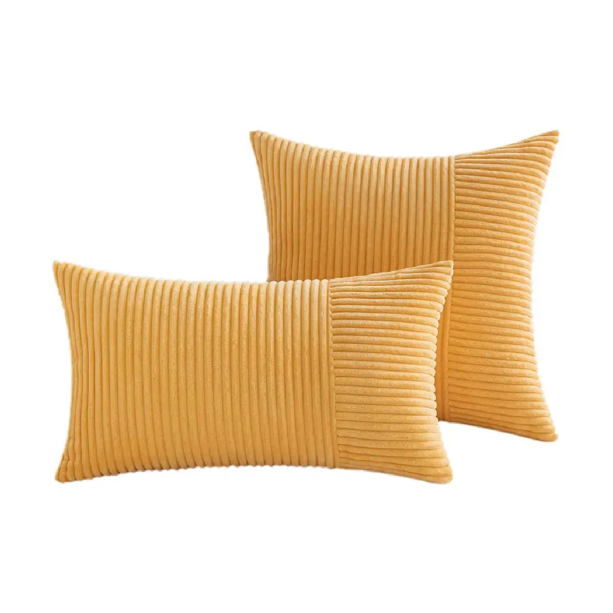 Hyper Cover Corduroy Cushion Cover | Geometric Striped Throw Pillow Case - Golden Yellow - 30x50 cm