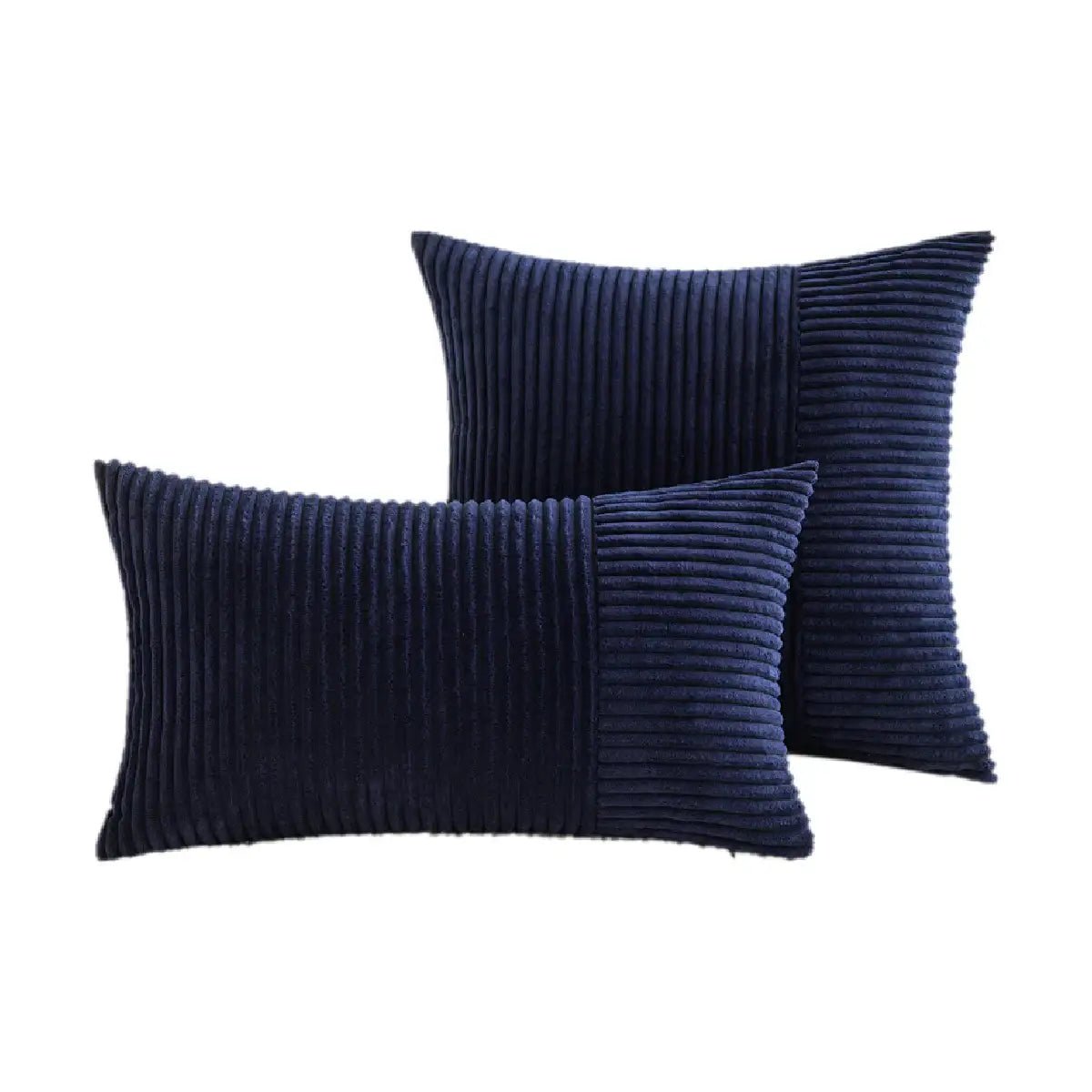 Hyper Cover Corduroy Cushion Cover | Geometric Striped Throw Pillow Case - Navy - 30x50 cm