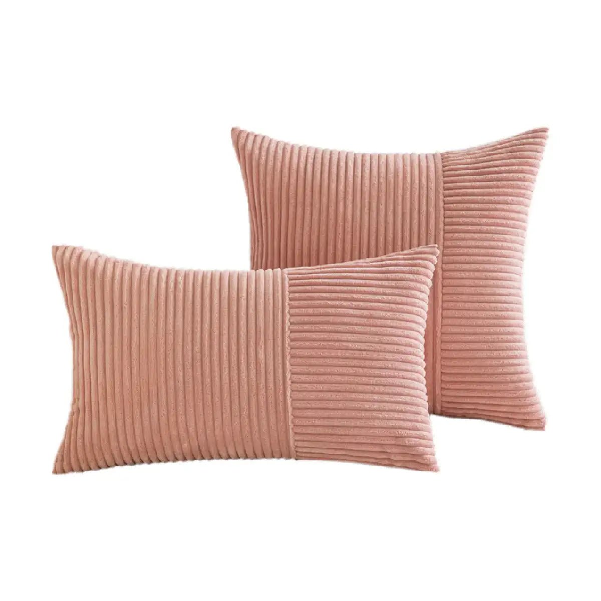 Hyper Cover Corduroy Cushion Cover | Geometric Striped Throw Pillow Case - Rose Pink - 30x50 cm