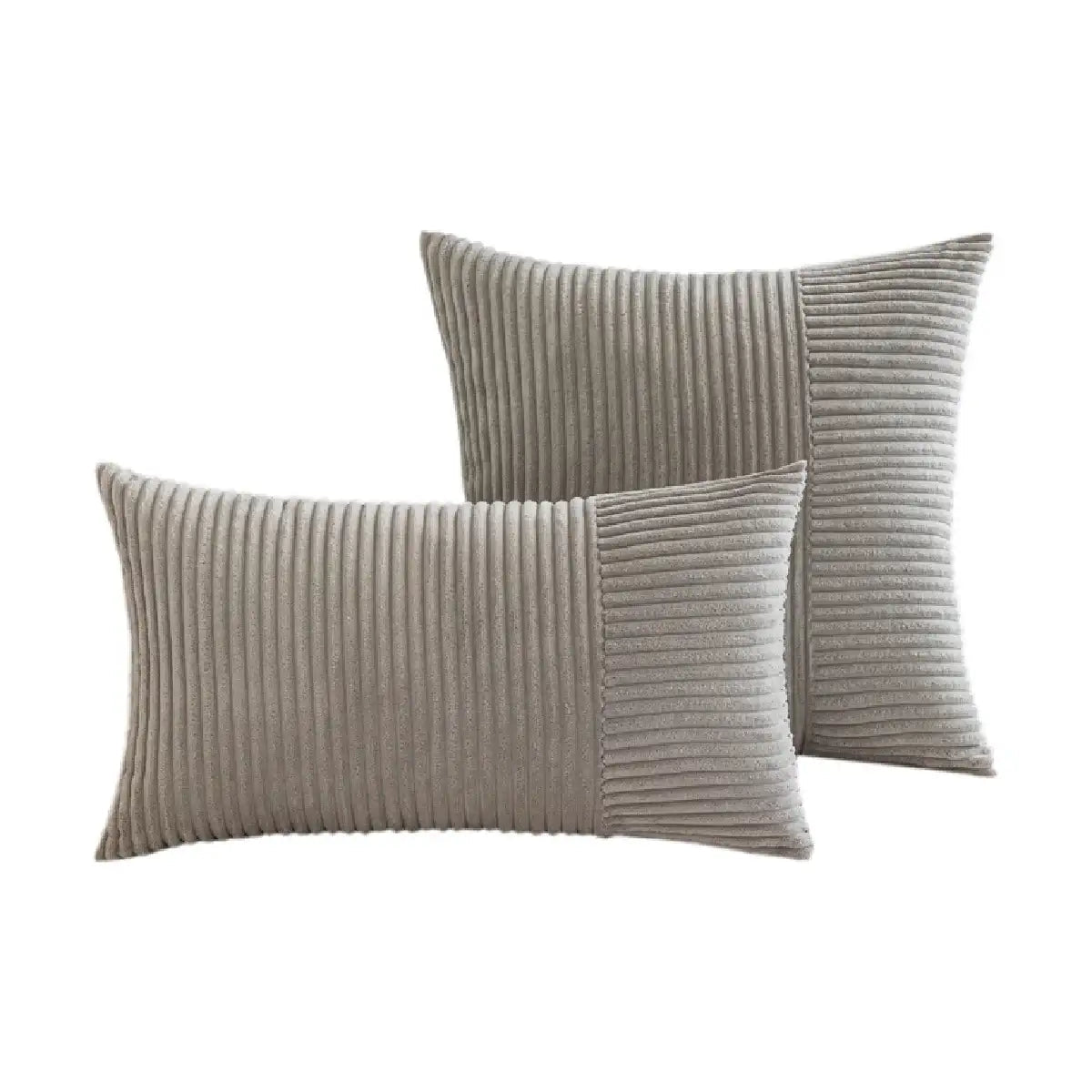Hyper Cover Corduroy Cushion Cover | Geometric Striped Throw Pillow Case - Silver - 30x50 cm