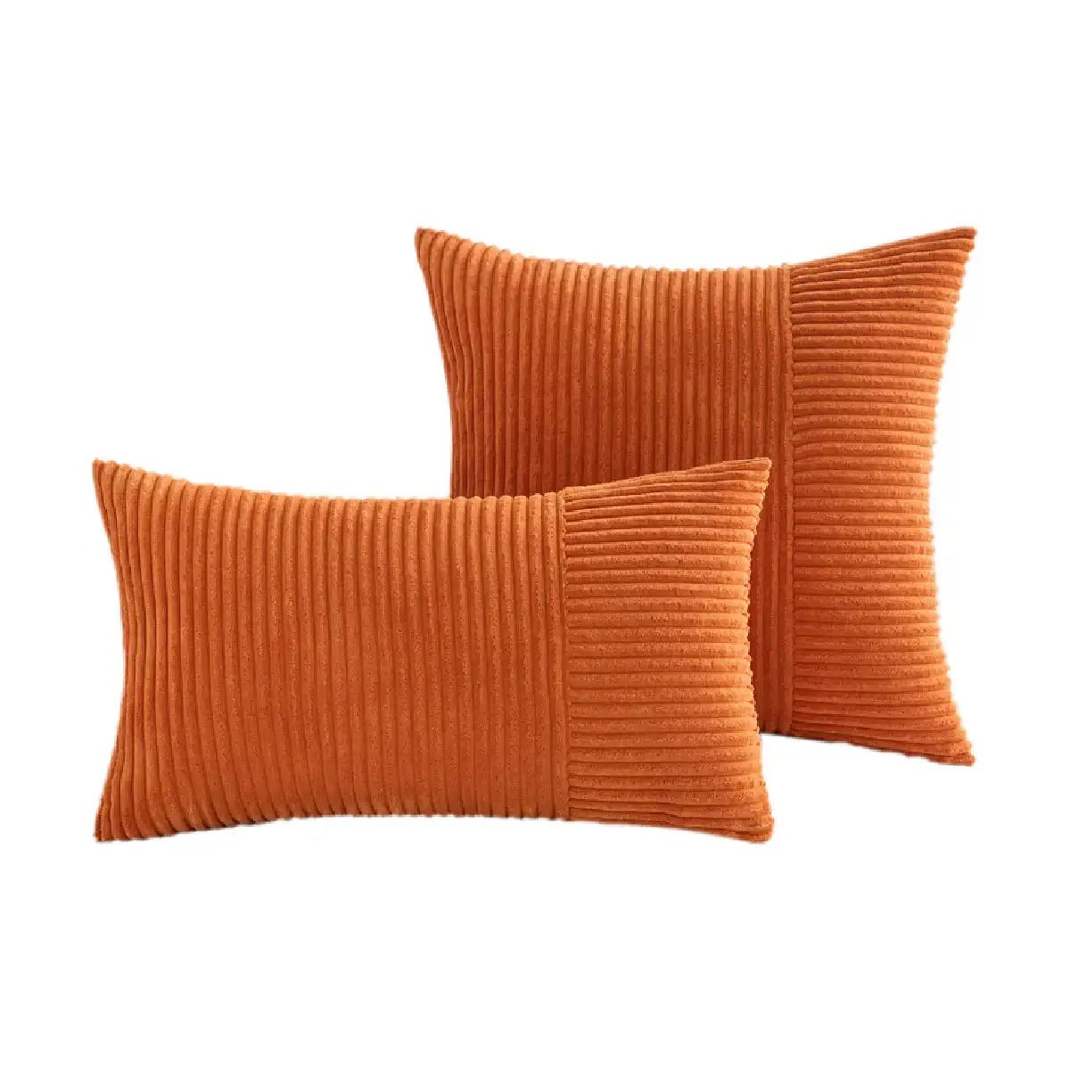 Hyper Cover Corduroy Cushion Cover | Geometric Striped Throw Pillow Case - Tiger Lily - 30x50 cm
