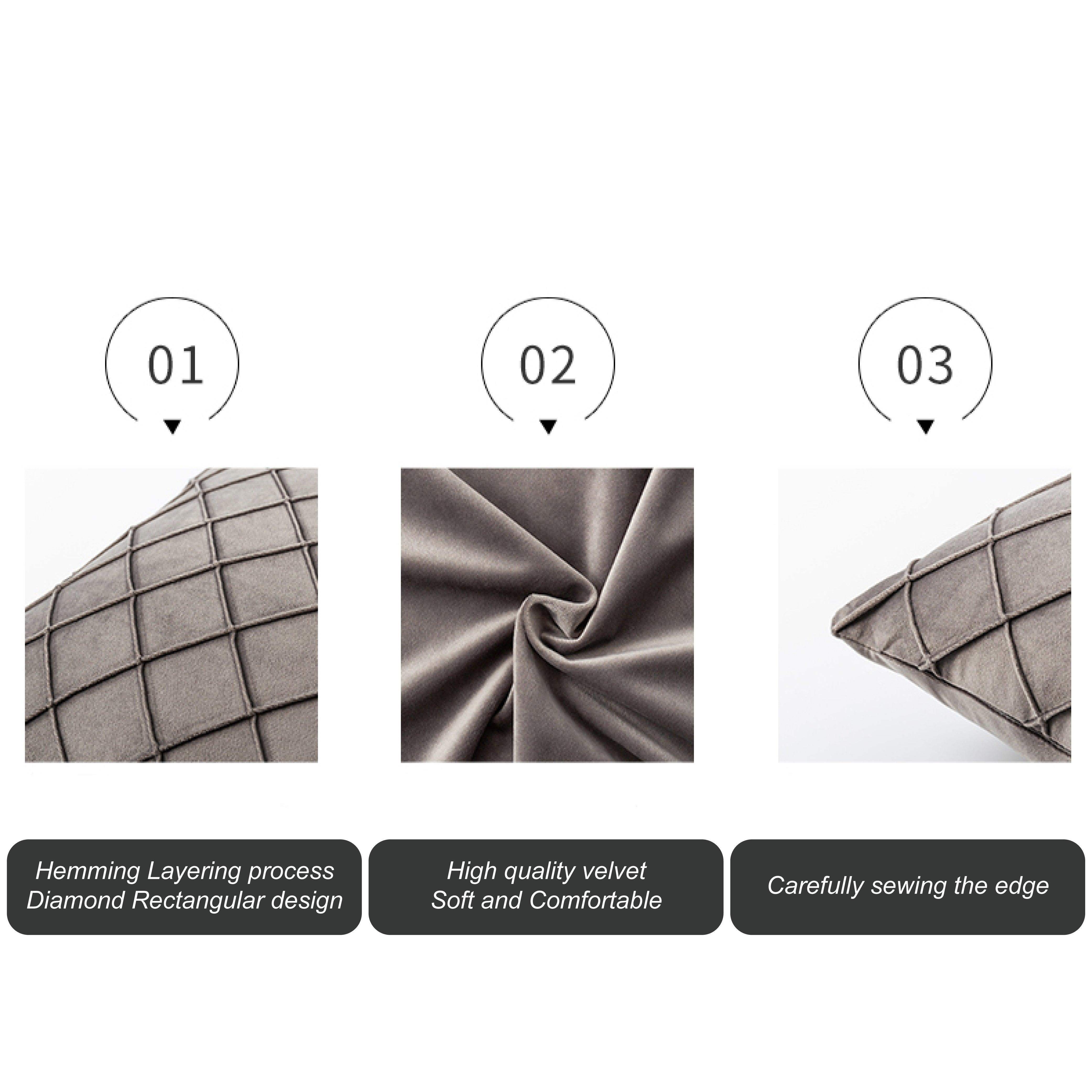 Hyper Cover Diamond Pleated Checked Velvet Cushion Cover | Cushion Covers | Brilliant Home Living