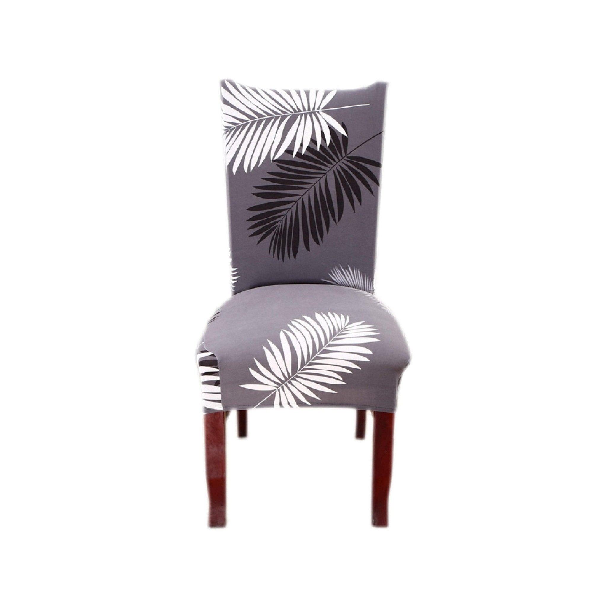 Hyper Cover Dining Chair Covers Black Feather Pattern | Stretch Slipcovers - 2 pcs -