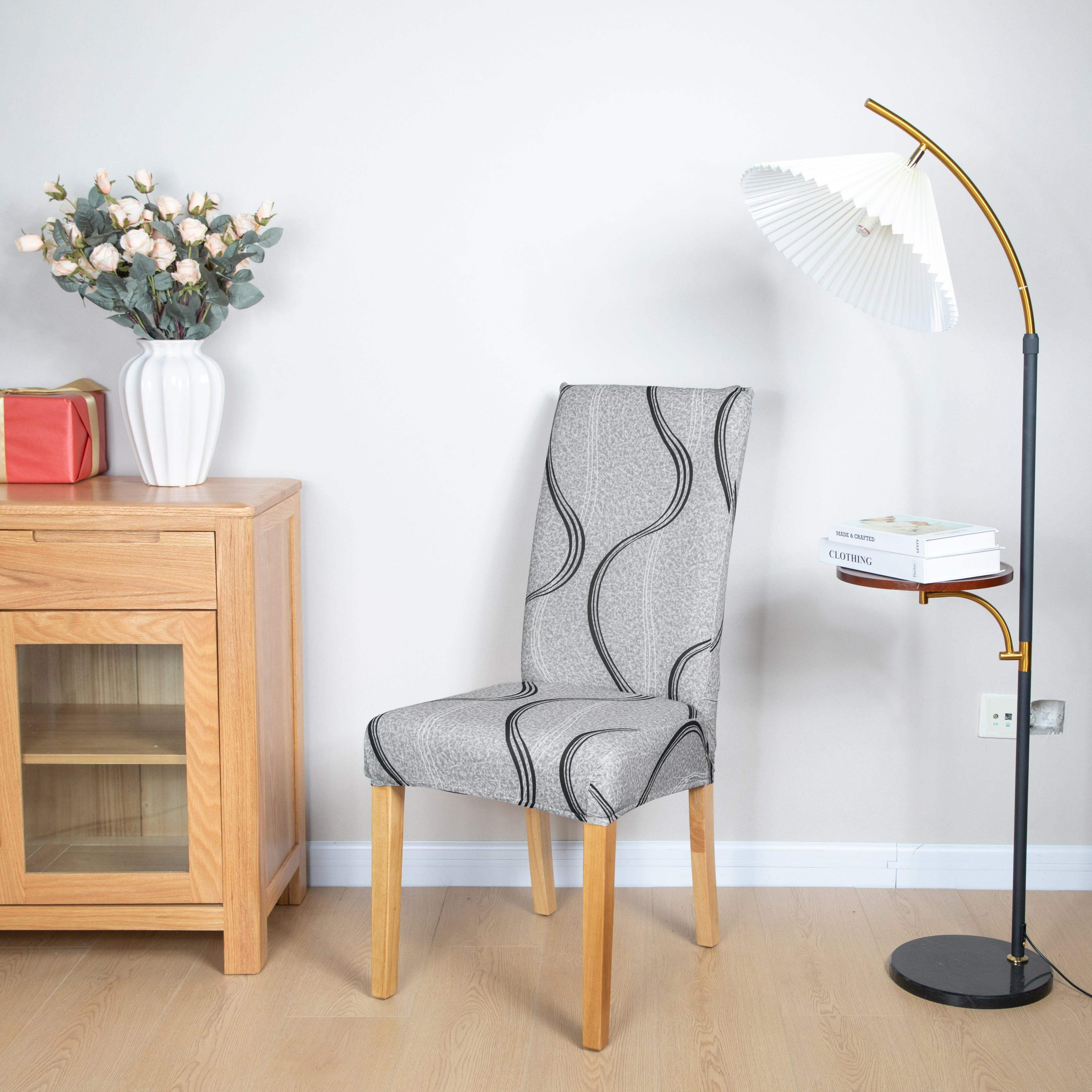 Hyper Cover Dining Chair Covers Grey Moonlight Pattern | Stretch Slipcovers | Chair Covers | Brilliant Home Living