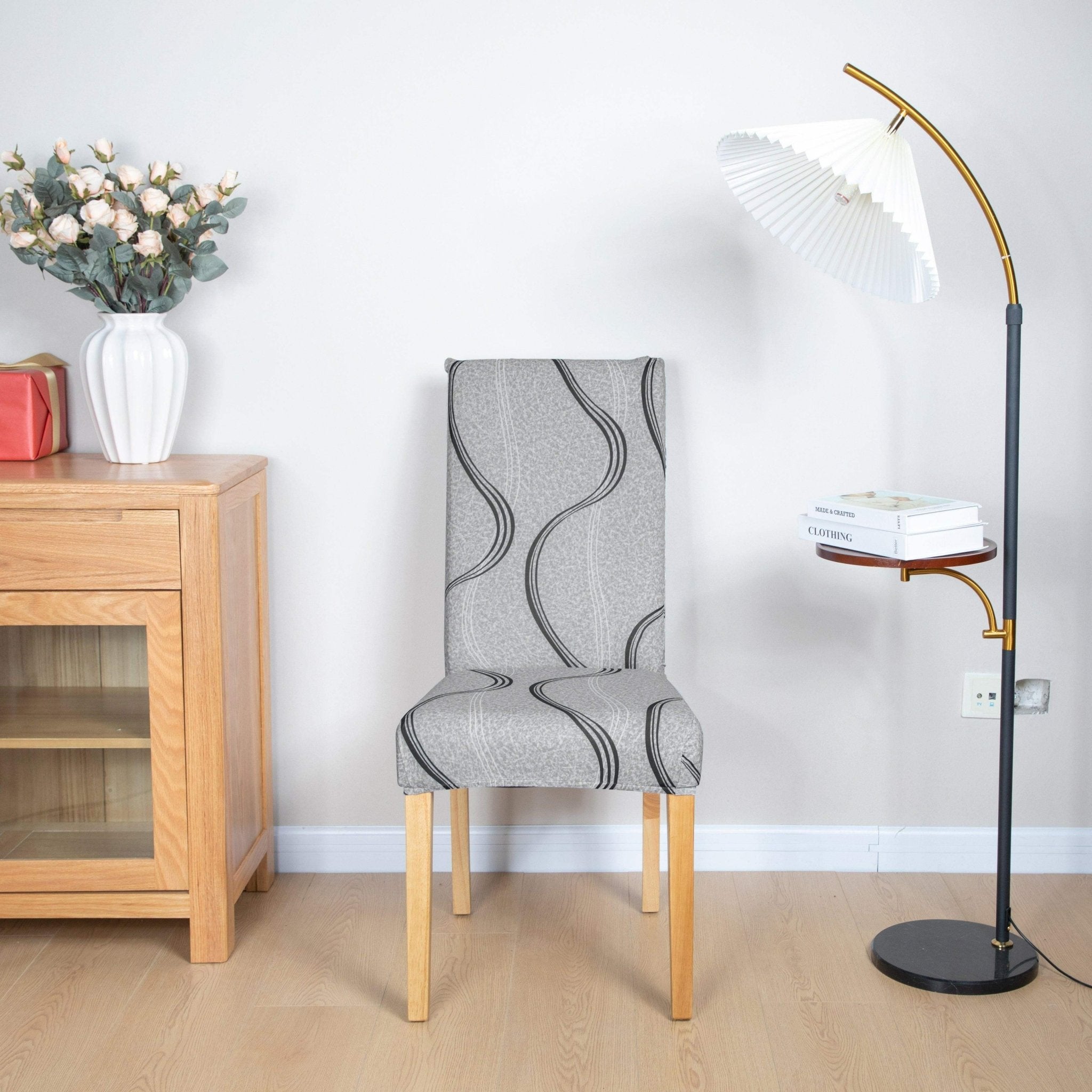 Hyper Cover Dining Chair Covers Grey Moonlight Pattern | Stretch Slipcovers - 2 pcs -
