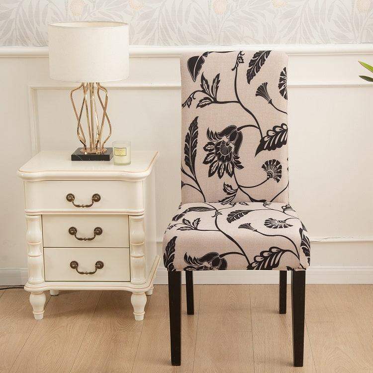 Hyper Cover Dining Chair Covers Inked Foliage Pattern | Stretch Slipcovers - 2 pcs -