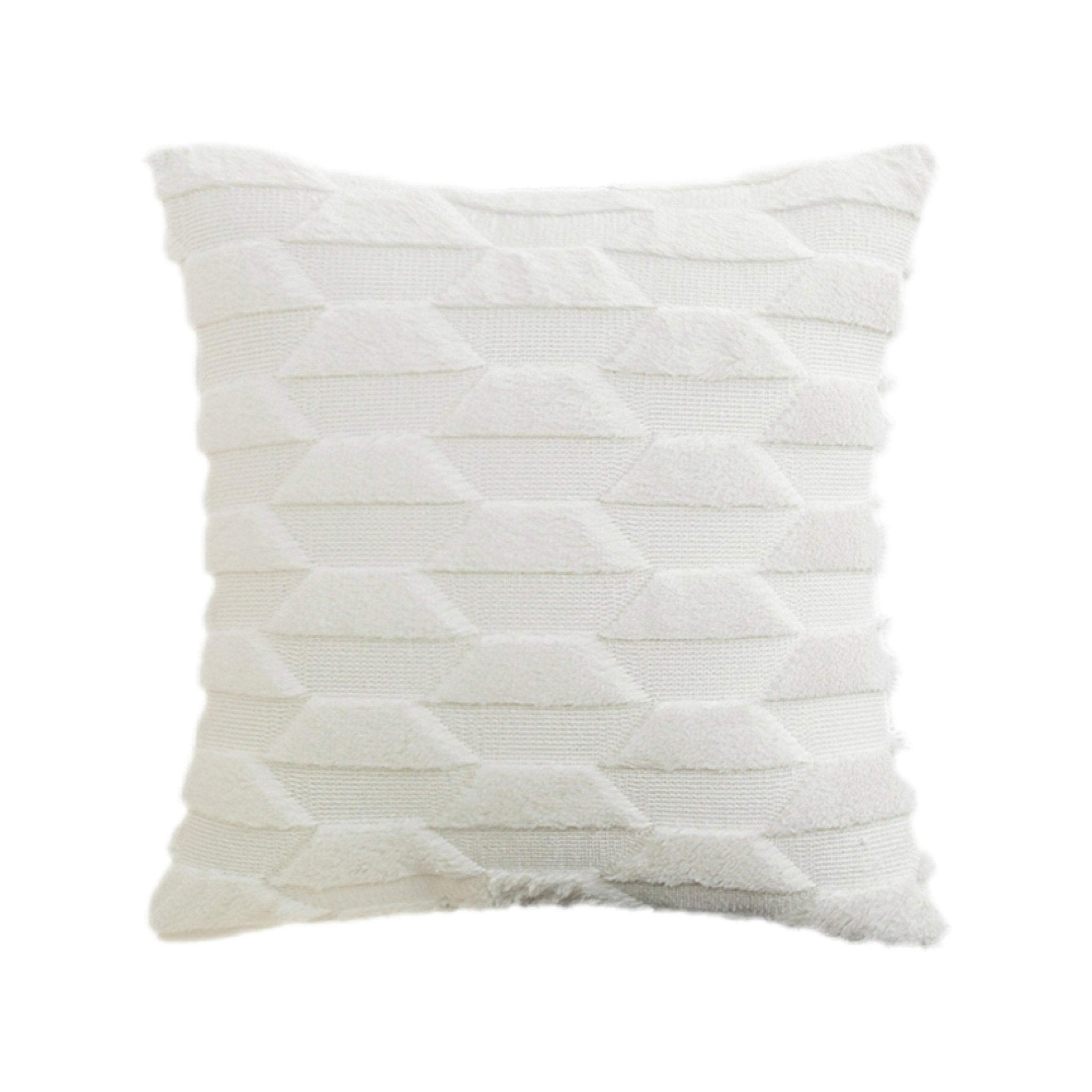 Hyper Cover Faux Fur Cushion Covers | Trapezoid Tufted Throw Pillow Cases - White -