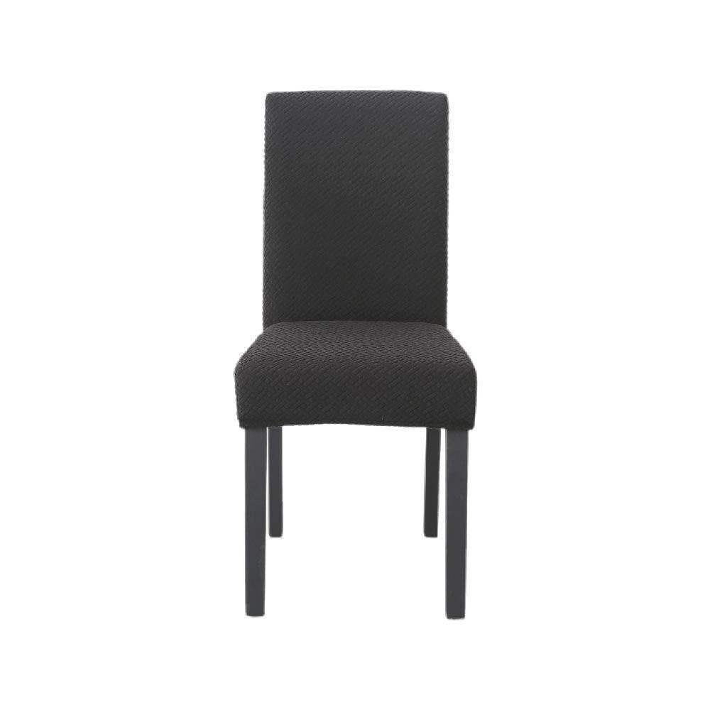 Hyper Cover Jacquard Dining Chair Covers Black | Stretch Slipcover Protectors - 2 pcs -