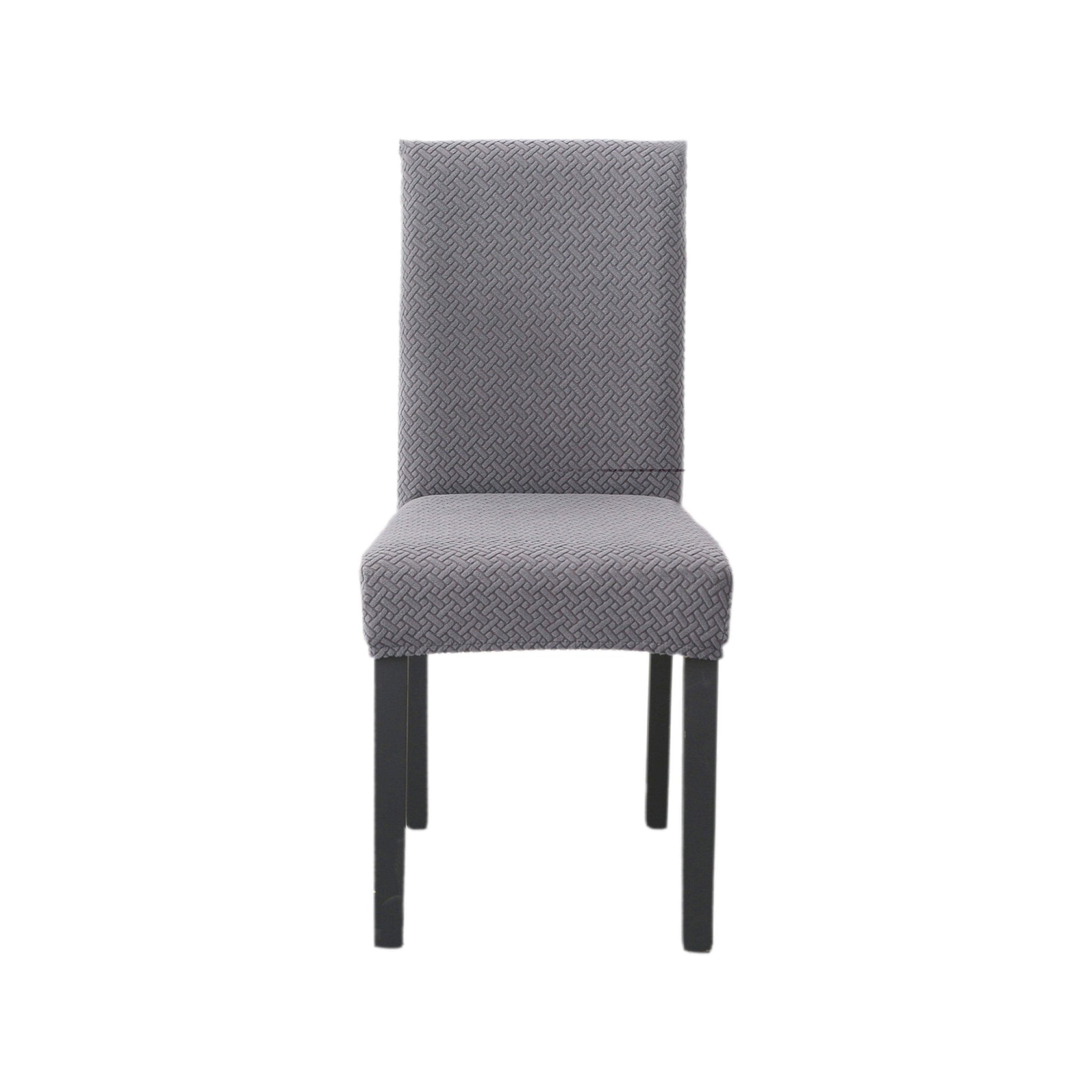 Hyper Cover Jacquard Dining Chair Covers Silver Grey | Stretch Slipcover - 2 pcs -