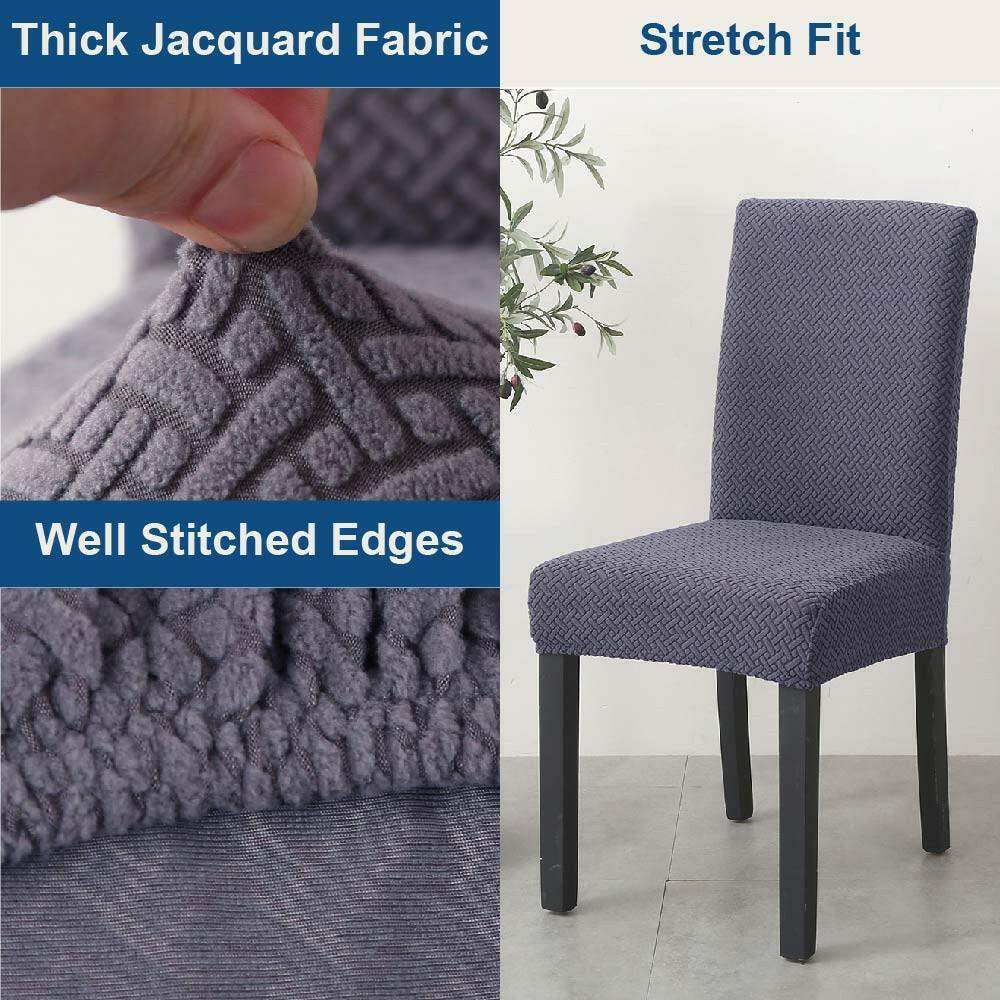 Hyper Cover Jacquard Dining Chair Covers Slate Grey | Stretch Slipcover | Chair Covers | Brilliant Home Living