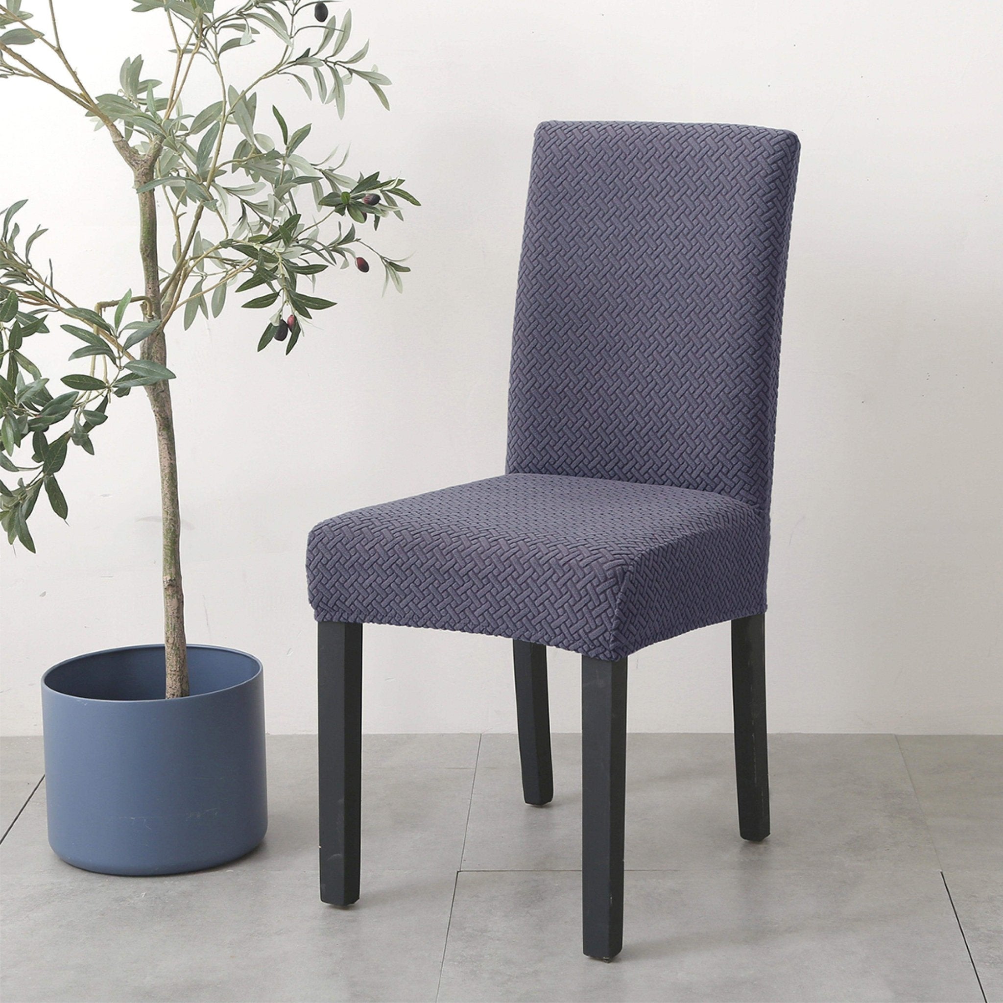 Hyper Cover Jacquard Dining Chair Covers Slate Grey | Stretch Slipcover - 2 pcs -