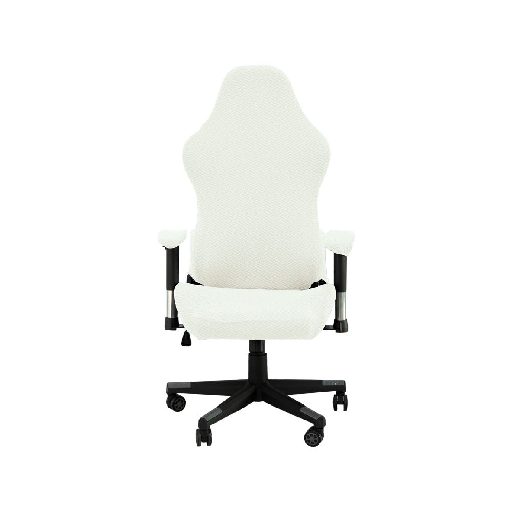 Hyper Cover Jacquard Gaming Chair Cover | Stretch Computer Office Slipcover (4-Piece Set) - White -