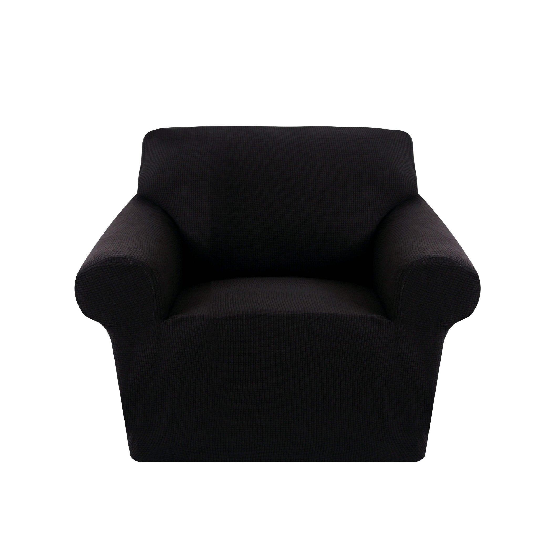 Hyper Cover Jacquard Sofa Cover Black | Stretch Lounge Slipcover - 1 Seater -