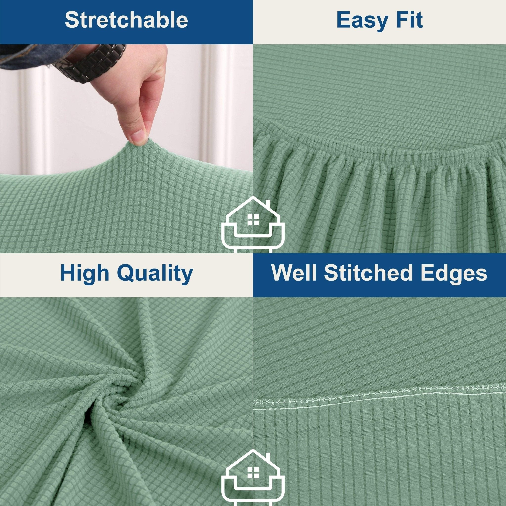 Hyper Cover Jacquard Sofa Cover Emerald Green | Stretch Lounge Slipcover - 1 Seater -