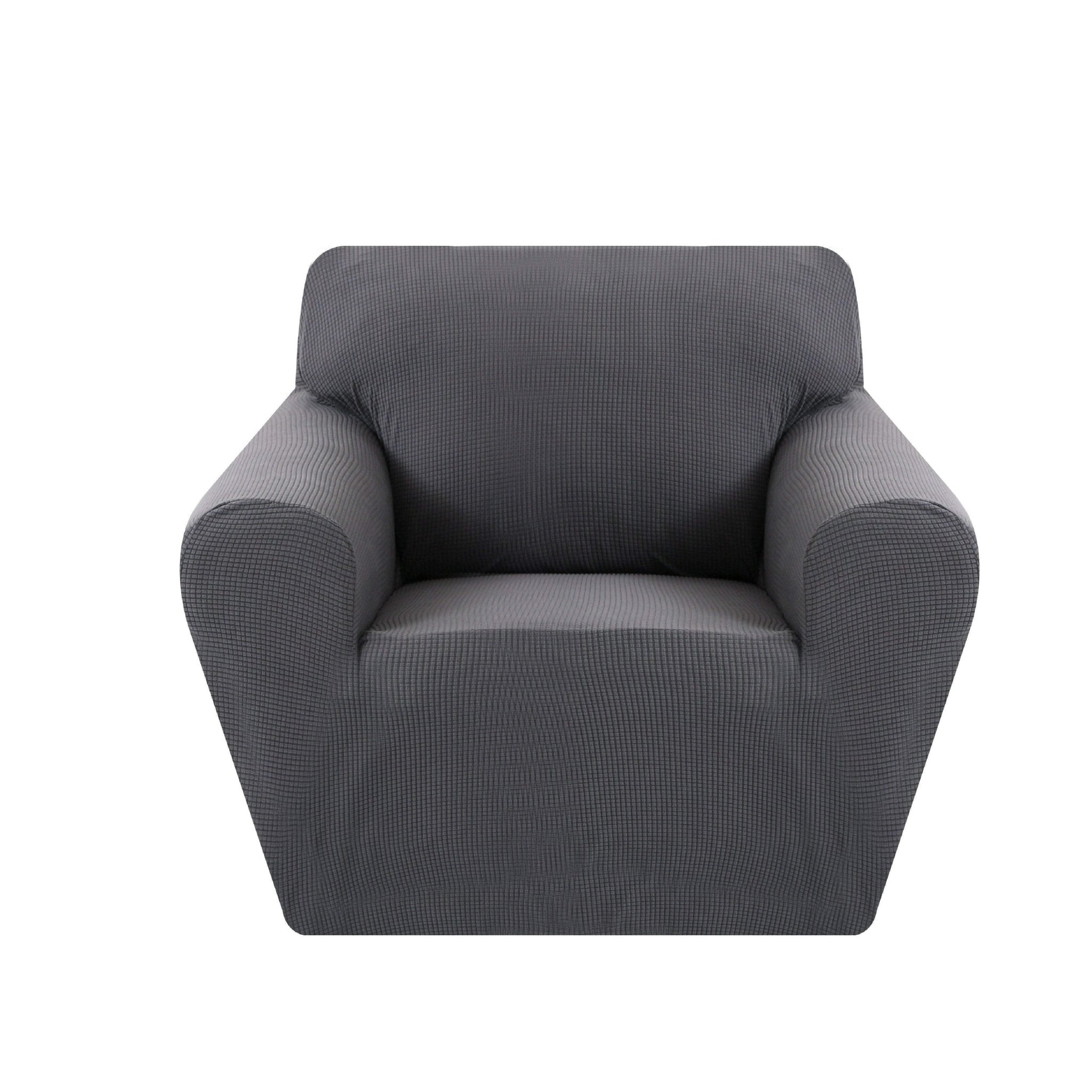 Hyper Cover Jacquard Sofa Cover Grey | Stretch Lounge Slipcover - 1 Seater -