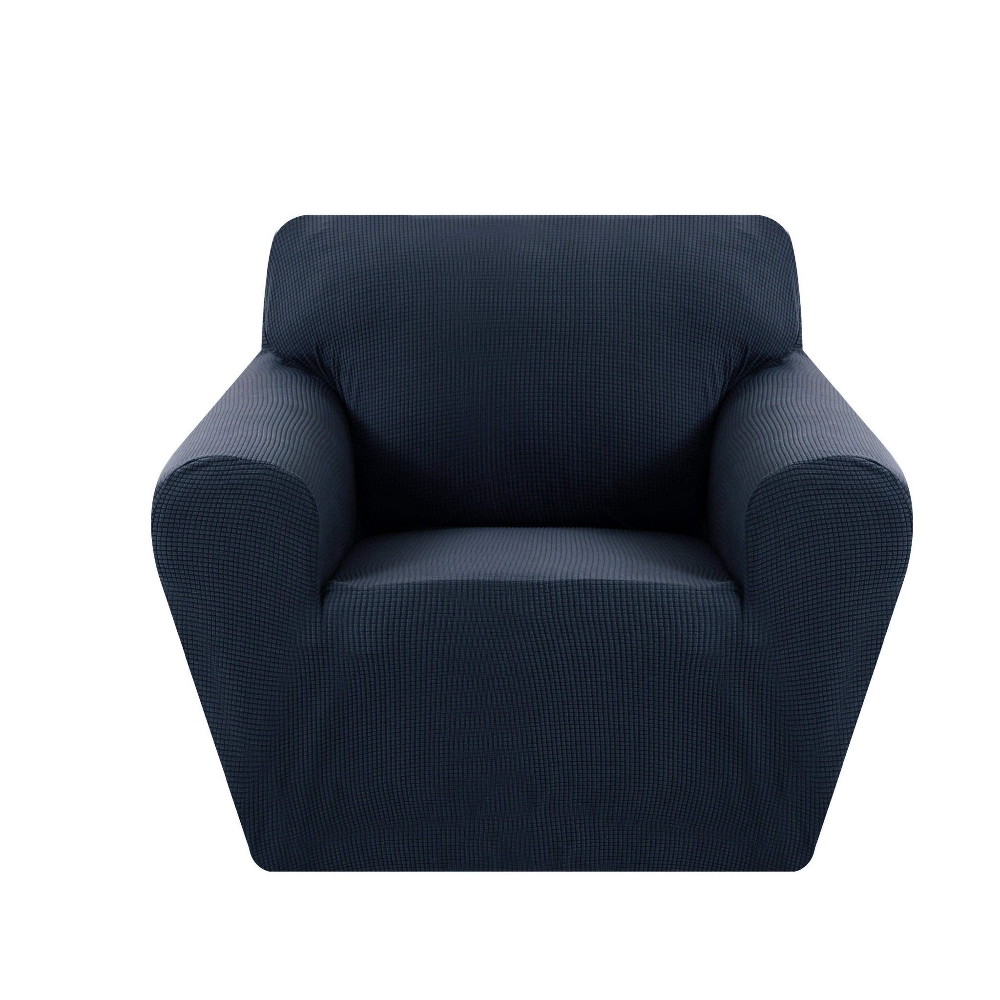 Hyper Cover Jacquard Sofa Cover Navy Blue | Stretch Lounge Slipcover - 1 Seater -