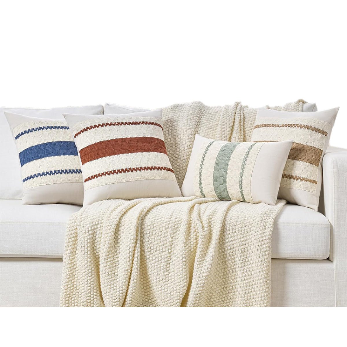 Hyper Cover Mediterranean Boho Cushion Cover | Premium Cotton Linen Blend - Aegean Blue - 30x50 cm