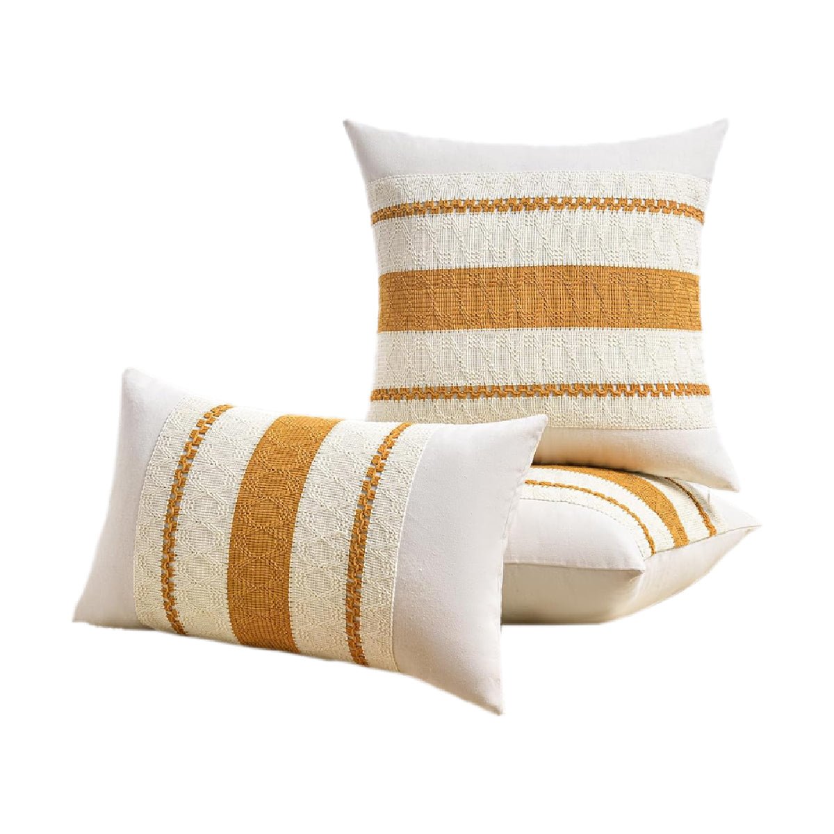 Hyper Cover Mediterranean Boho Cushion Cover | Premium Cotton Linen Blend - Ochre - 30x50 cm